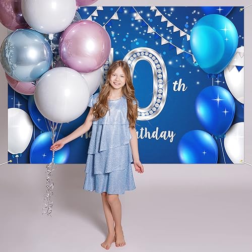 Miniatura 6 de HAMIGAR Fondo de pancarta de feliz cumpleaños número 10 de 6 x 4 pies, decoraciones de cumpleaños de 10 años, suministros de fiesta para niñas y