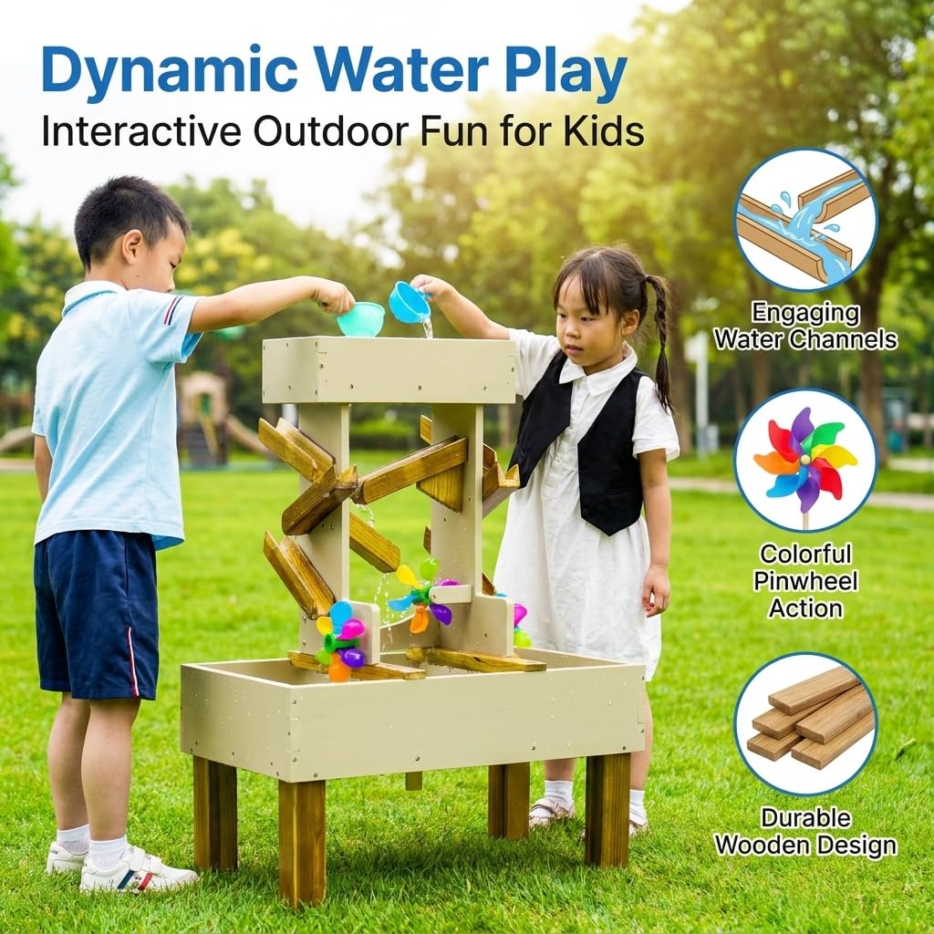 Kinder Sandspielzeug Set Sandkasten Spielset Strandspielzeug Lerneffekt Motorikförderung für Kleinkinder Spielen Lernen Frühförderung, Windmühlen-Wassertank