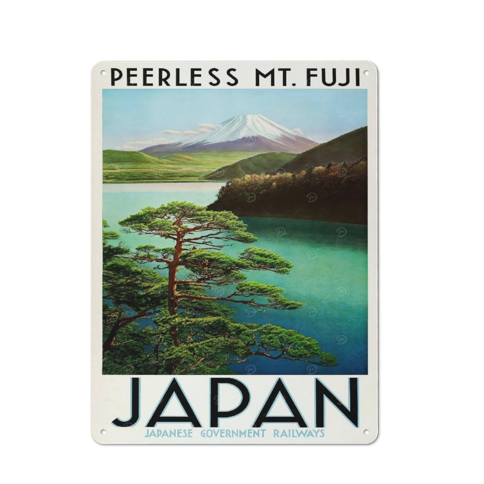 Junmoney Style-13 Classic Mt. Fuji Japan Travel Metal Wall Art Sign 40X30cm, Vintage Wall Decor For Lounge, Study, Pub Or Wall Gallery