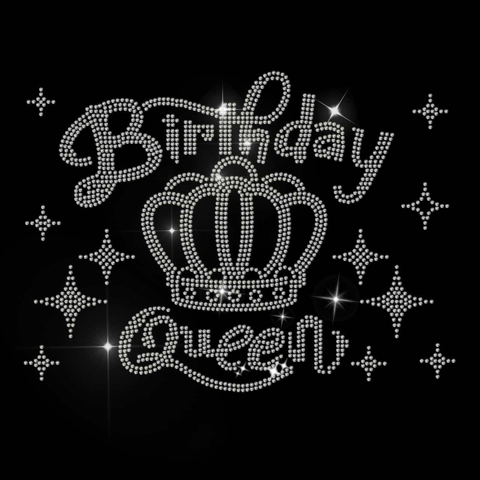 Autocollant strass Birthday Queen thermocollant pour t-shirt et veste customisés