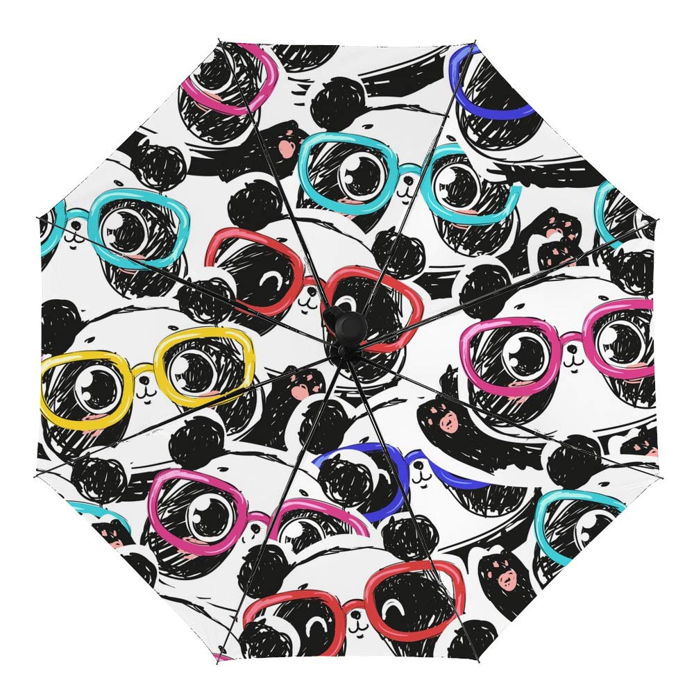 GenericTravel Umbrella Windproof Automatic Umbrella, Cute Panda Head Folding Umbrella, Waterproof Compact Sun & Rain Umbrellas for Women Men Kid
