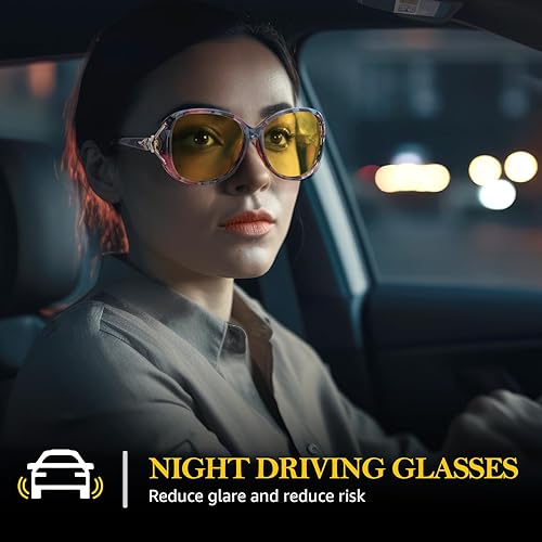 Miniatura 2 de FIMILU Gafas de conducción nocturna para mujer, antirreflejos, color amarillo, gafas de visión nocturna para lluvianieblaconducción nocturna