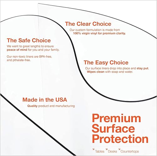 Miniatura 4 de Protector de mesa transparente, hecho en Estados Unidos, seguro, 20 x 36 pulgadas, vinilo suave ultra transparente de 0.079 in de grosor, cubierta