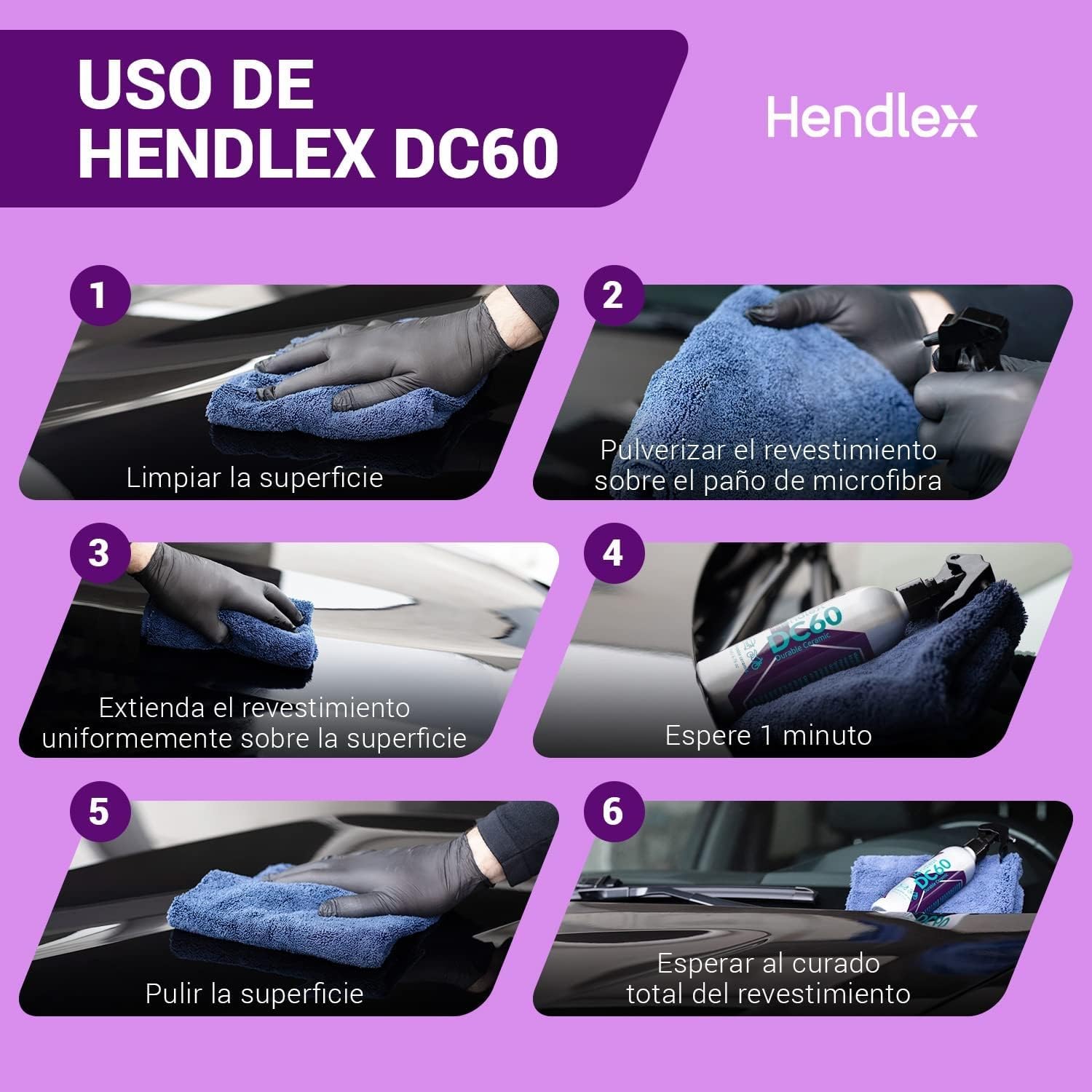 Hendlex DC60 Revestimiento Cerámico en Spray 200 ml para Coche | Recubrimiento cerámico para coche, brillo profundo, efecto hidrofóbico, protección UV, fácil aplicación