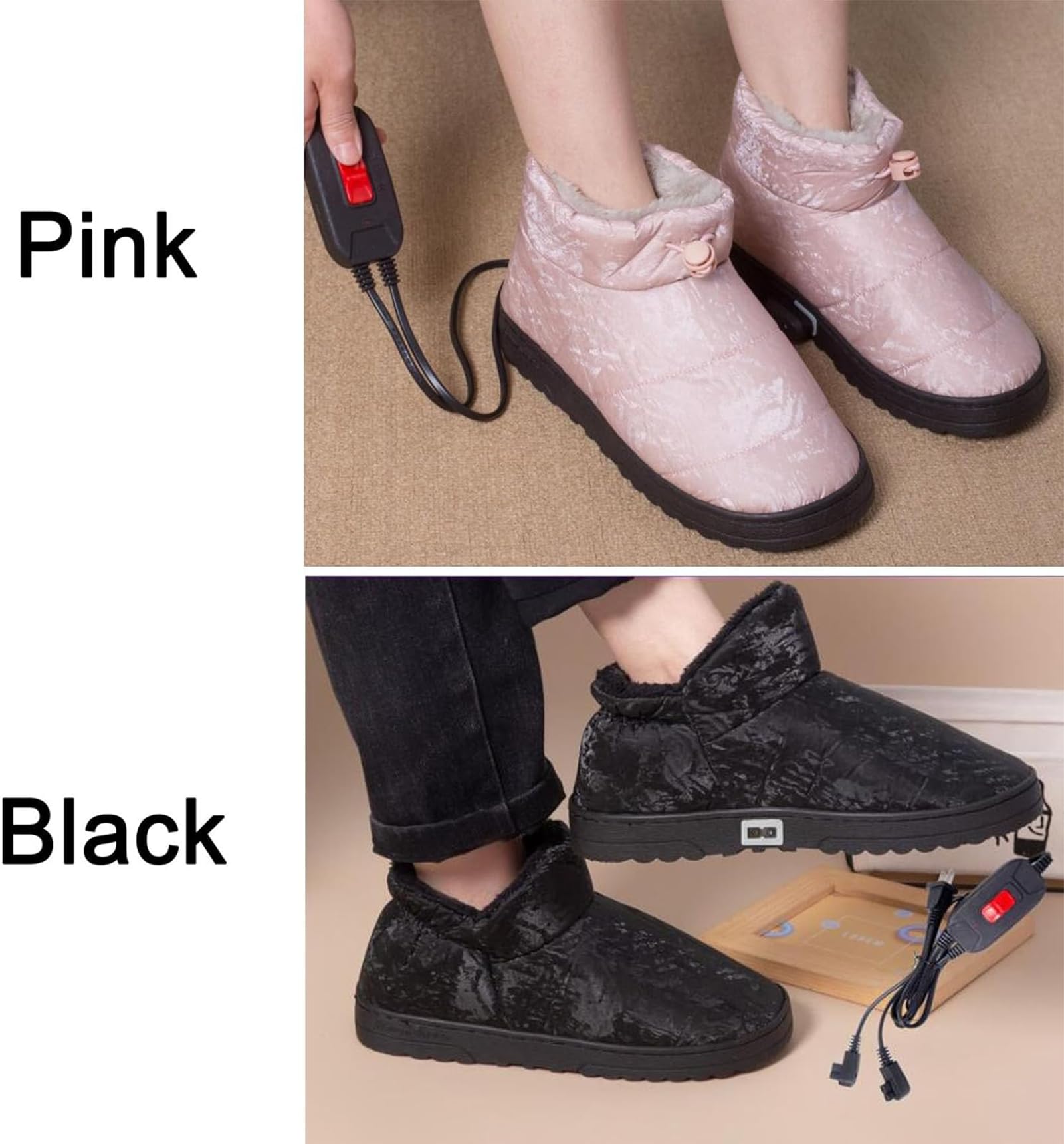 Scaldapiedi Elettrico Comodo E Morbido Pantofole Riscaldate di Peluche per Interni Ed Esterni Lavabile Pantofole Riscaldanti Elettriche per Uomo E Donna,B,40/42