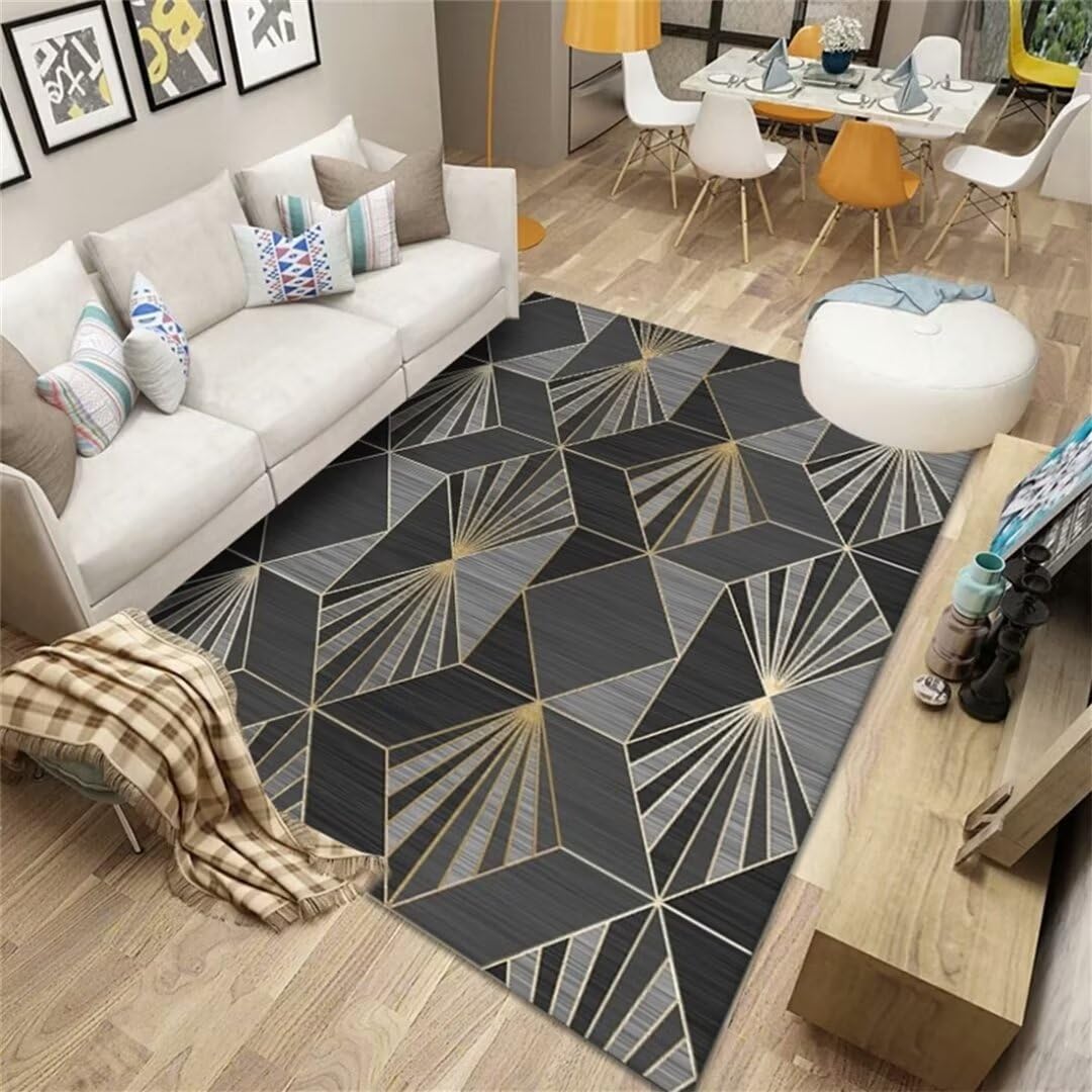 Tapis doux pour chambre de jeunesse gris foncé 180x250cm à motif 3D