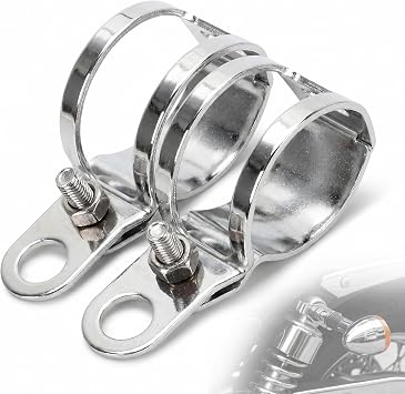 Anki HappiGo1 Pair Motorbike Turn Signals Mount Bracket Front Fork Indicator Mounts Clamp Holder Support for 30-45mm Front Fork Accessories Turn Signal Brackets-Silver