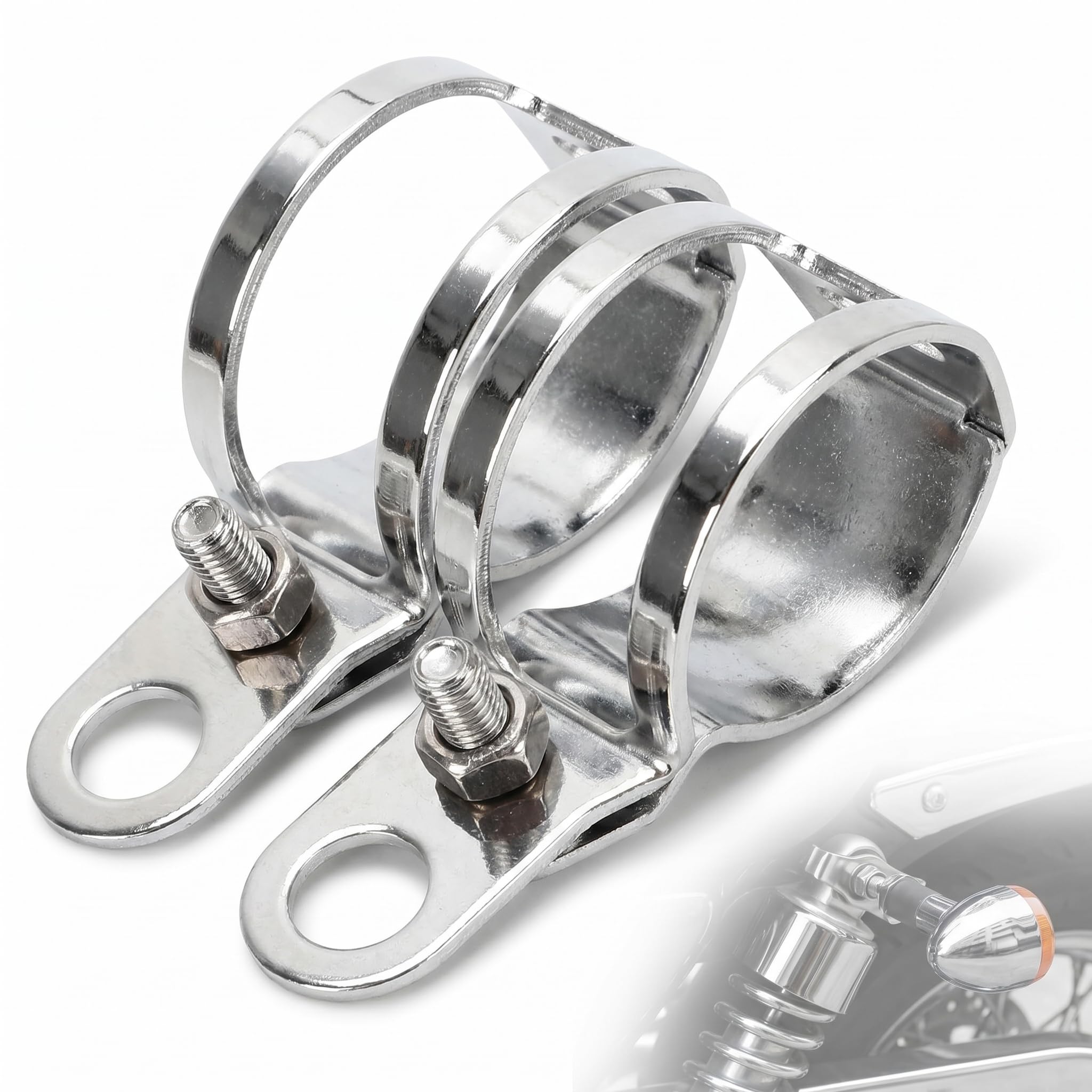 1 Pair White Universal Metal Motorcycle Turn Signal Indicator Brackets