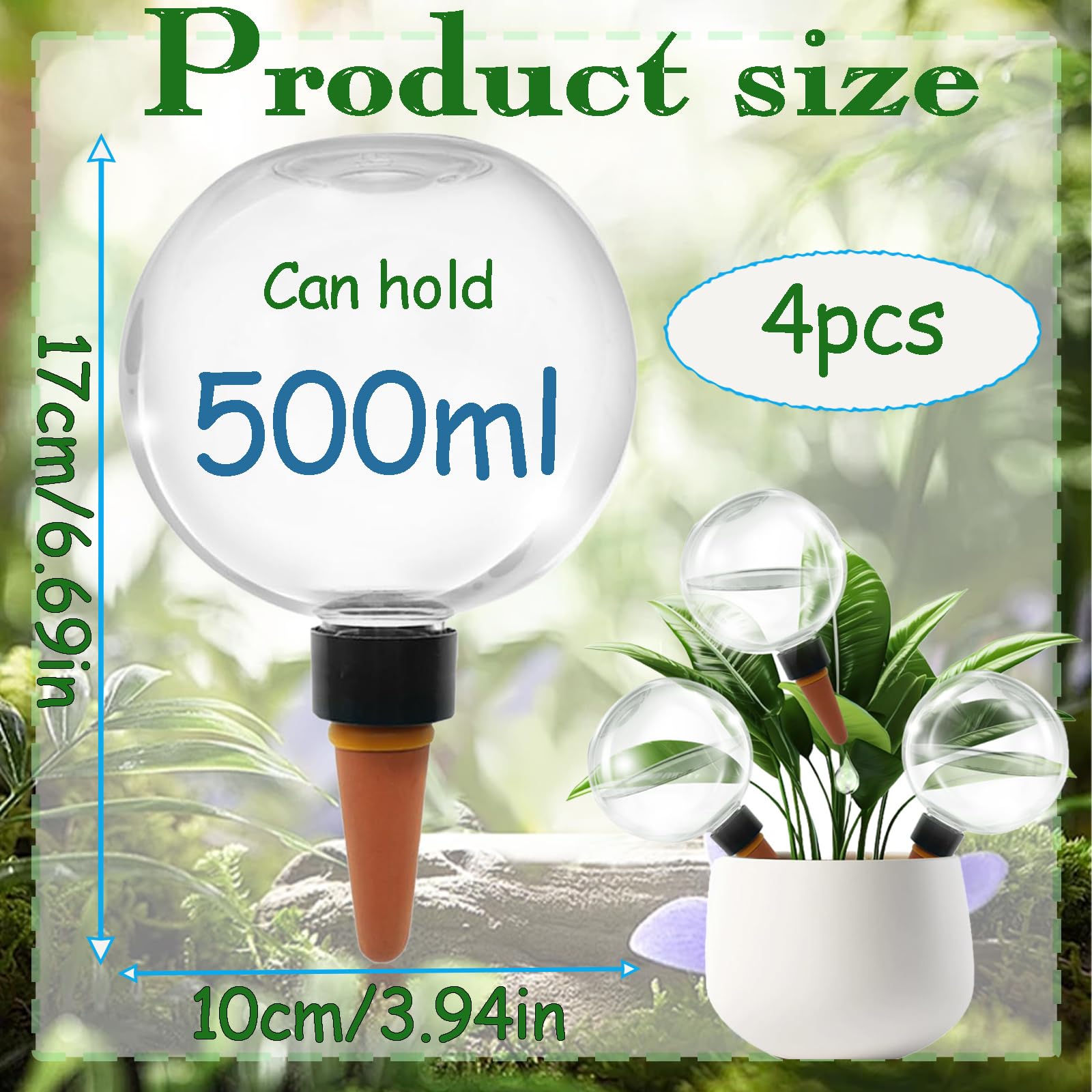 4 Pièces Boules D'Irrigation Pour Plant, Globe D Arrosage Plant Automatique Transparent, en Pot Auto Arrosage, Ampoules D'Arrosage IdéAles pour Les JardinièRes, La Maison, L'IntéRieur Et L'ExtéRieu