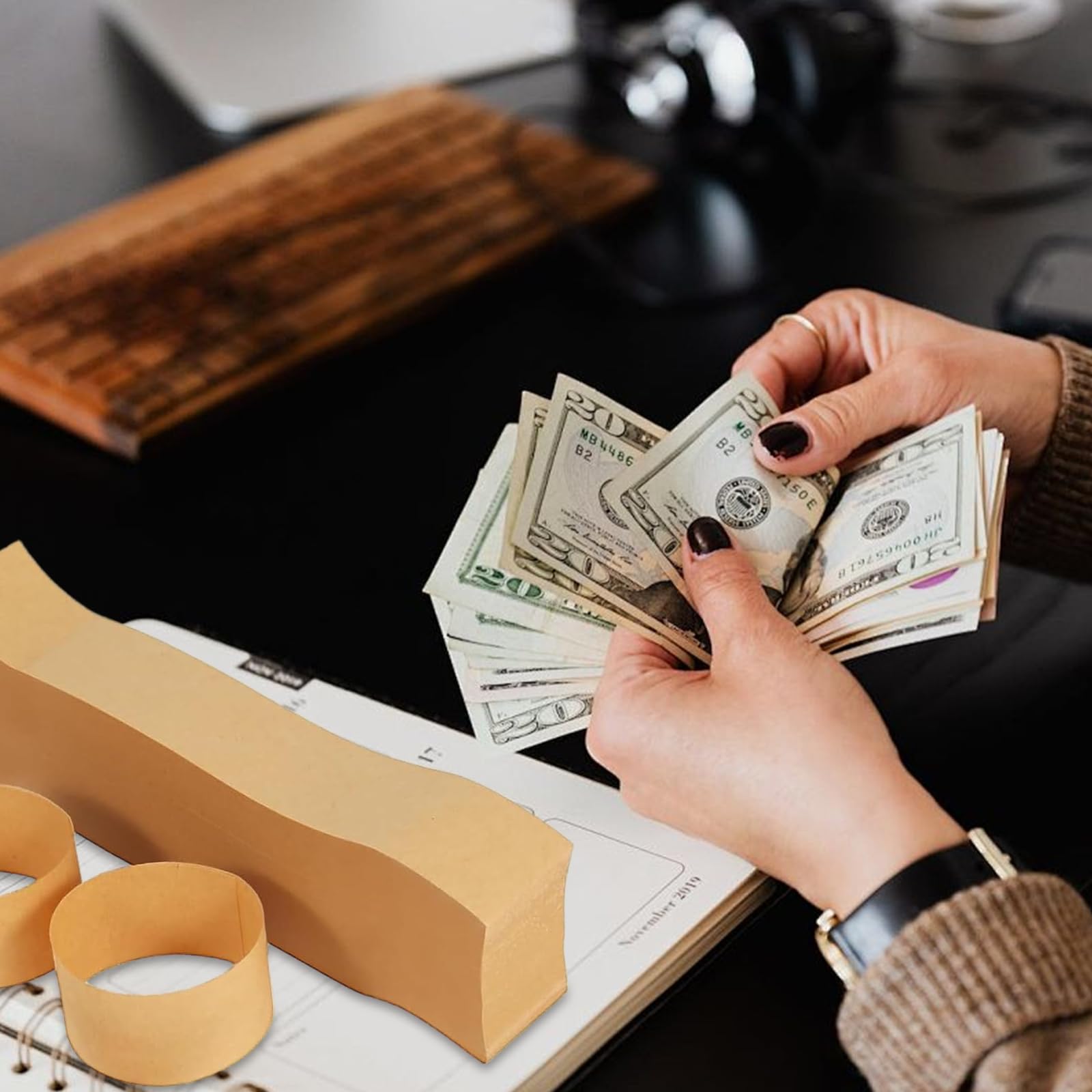400 Autoadhesivas para Billetes - Bandas de Dinero En Blanco para Billetes - Ideal para Organizar Y Agrupar Efectivo, Optimizando La ClasificacióN de Divisas Bancarias