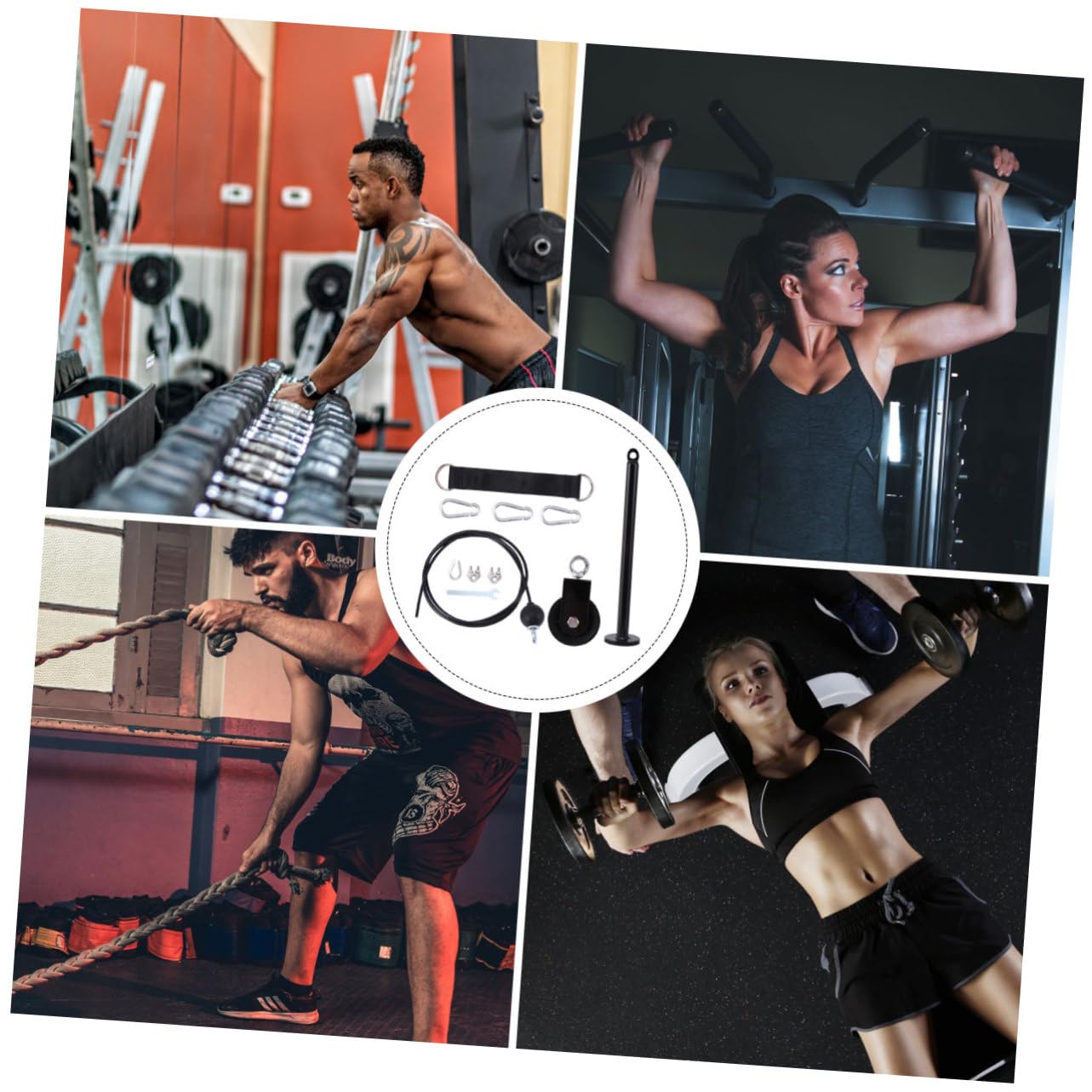 Anneome Kit Fitness Sistema a Carrucole per Allenamento Braccia | Nero in Metallo, Facile da Installare, Soluzione Compatta per Riporre e Usare in Casa