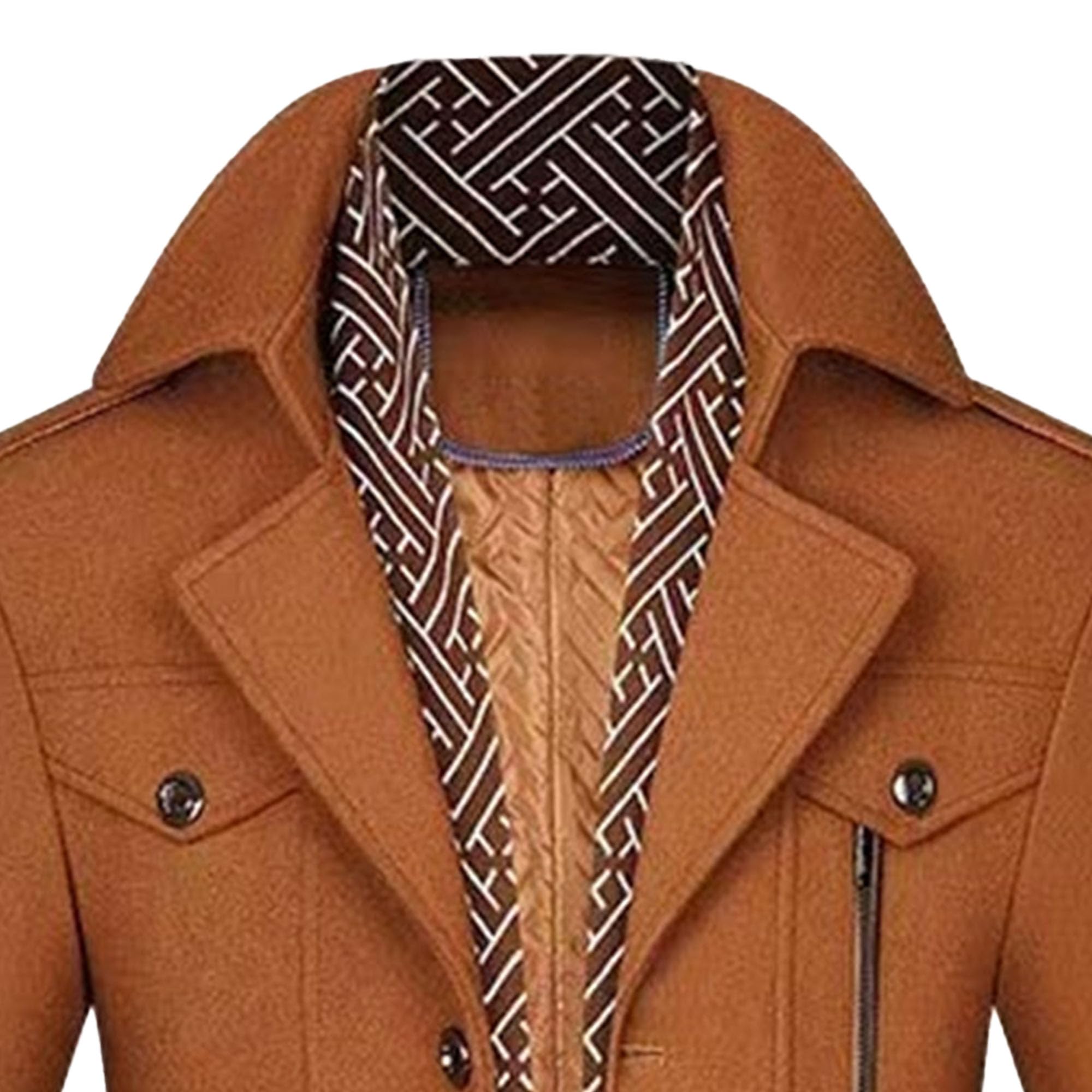 Męski casualowy jednorzędowy trencz z klapą Peacoat Slim Fit biznesowe wełniane płaszcze grochowe termiczne dla mężczyzn