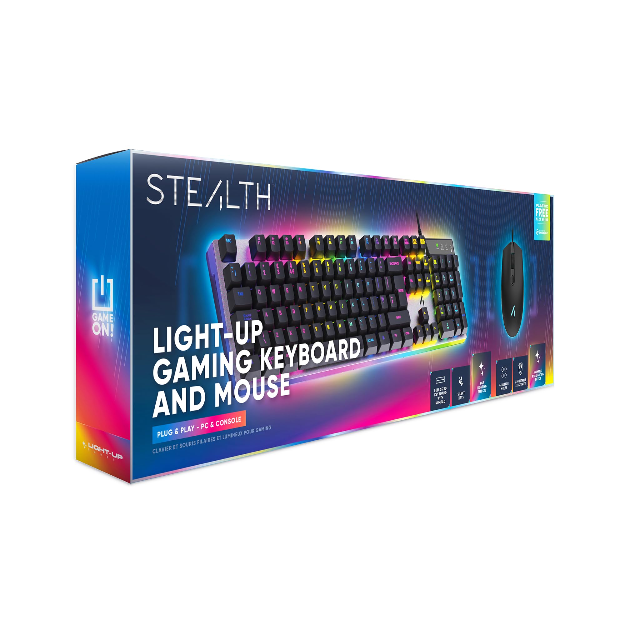 STEALTH Clavier et souris lumineux de jeu - Compatible avec PC