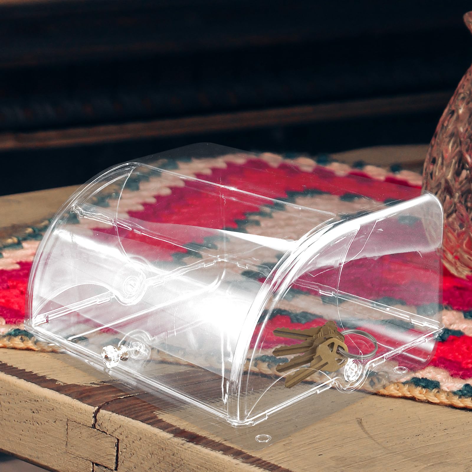 Milisten Transparente Aufbewahrungsbox mit Klappdeckel Schlüsselbehälter für Eingangsbereich Kunststoffbox für Kleinigkeiten Am Couchtisch