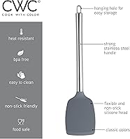 Vista 6 de COOK WITH COLOR - Juego de utensilios de cocina de silicona, 5 piezas, fáciles de limpiar, utensilios de cocina para batería de cocina antiadherente