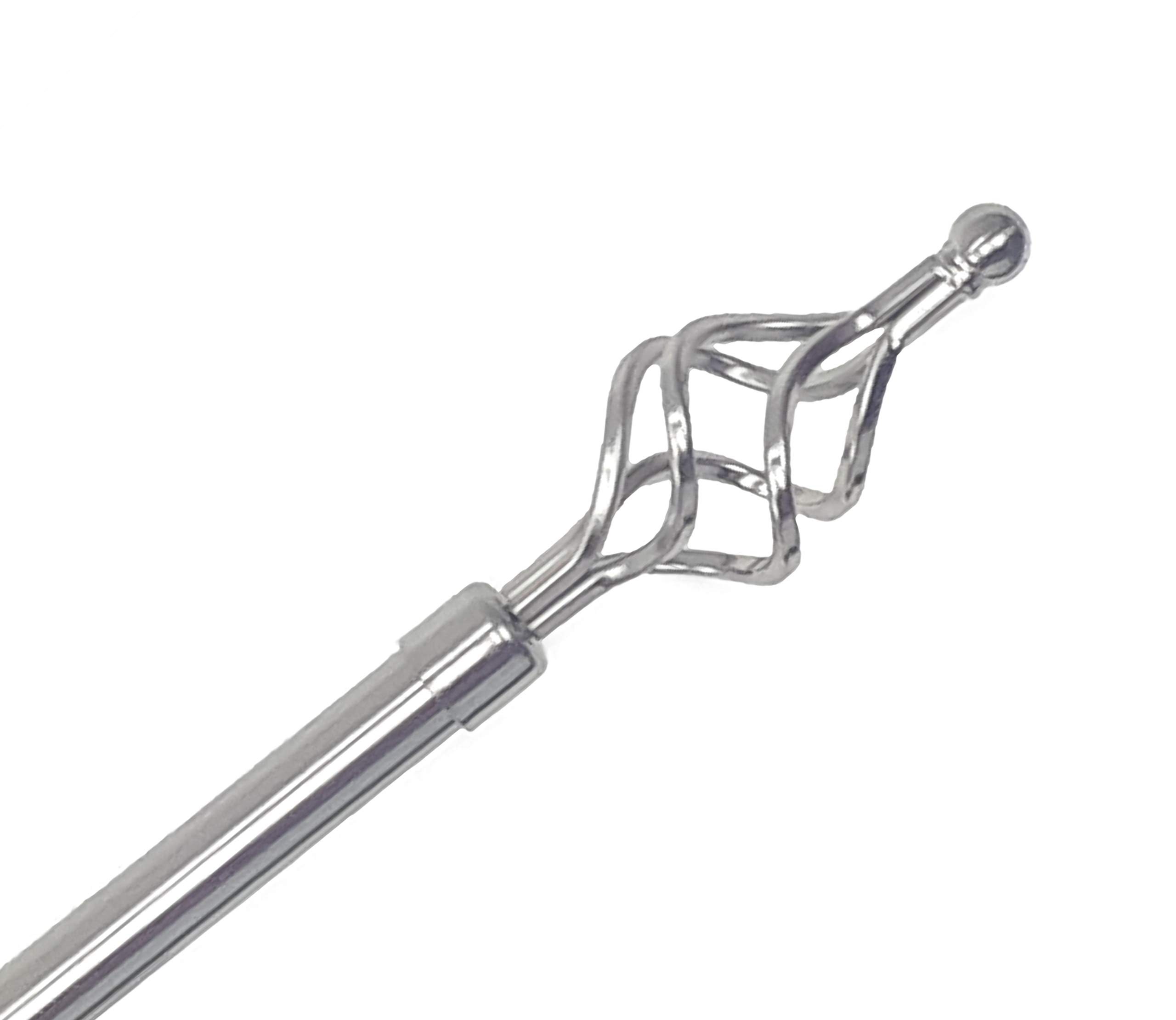 Home Harmony Clarissa Cage 16-19mm Telescopic Extendable Metal Curtain Pole, Brushed Silver Black White (120-210 cm)