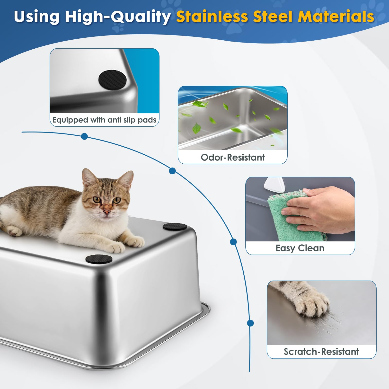 Modign Enclosed Stainless Steel Cat Litter Box with Lid, Top Entry Design,Dog Proof Protection for Cat Privacy, Includes Scoop, Suitable for Kittens, Medium or Normal Sized Cats (Grey) - image 5