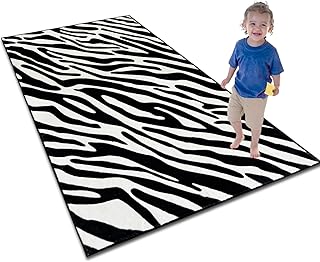 Zebra Rug, 4×6ft, Cute Faux Black and White Print Carpet, Non-Shedding E...
