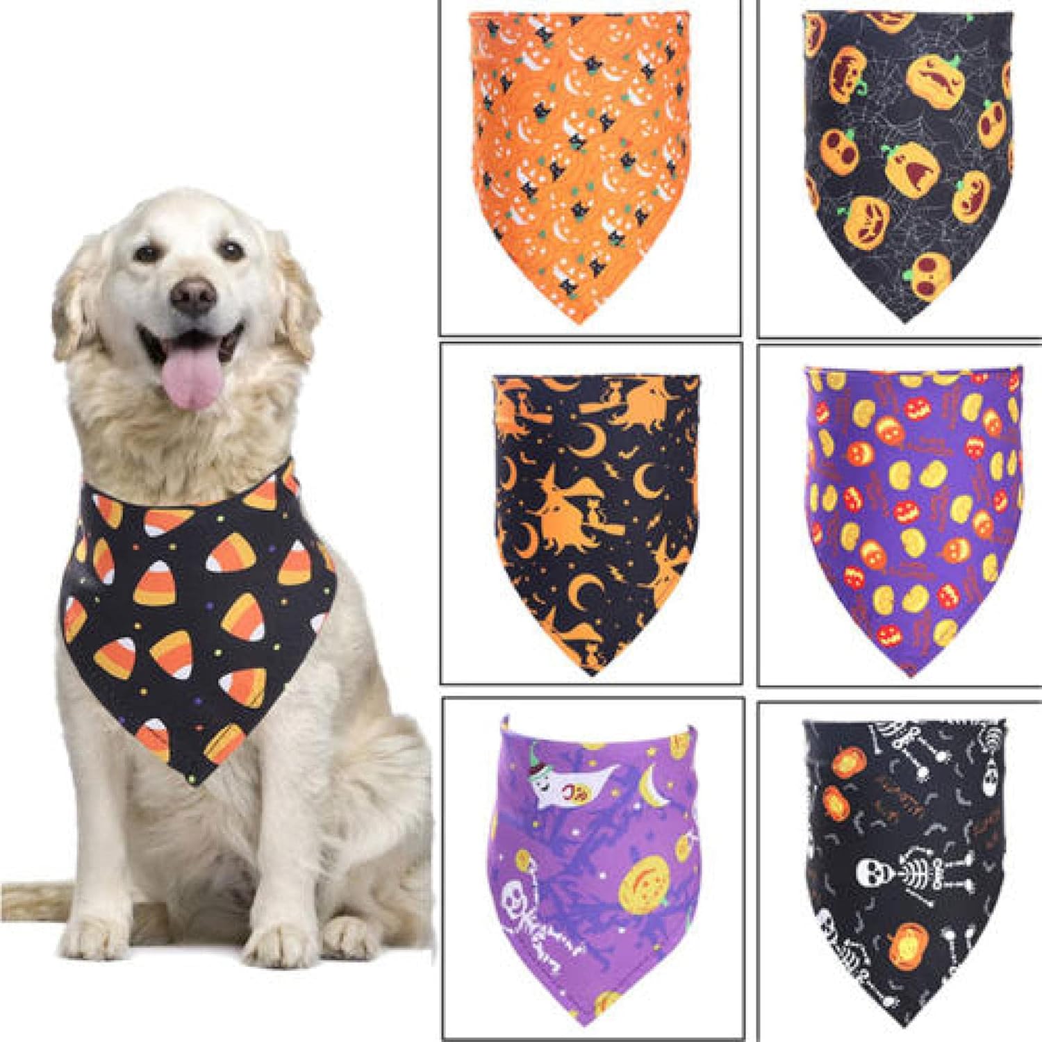 Bandanas For Dogs Dog Bandana Halloween Pet Supplies Small Dog Cat Puppy Bandanas Scarf Holiday Dog Accessories 5Pcs 04