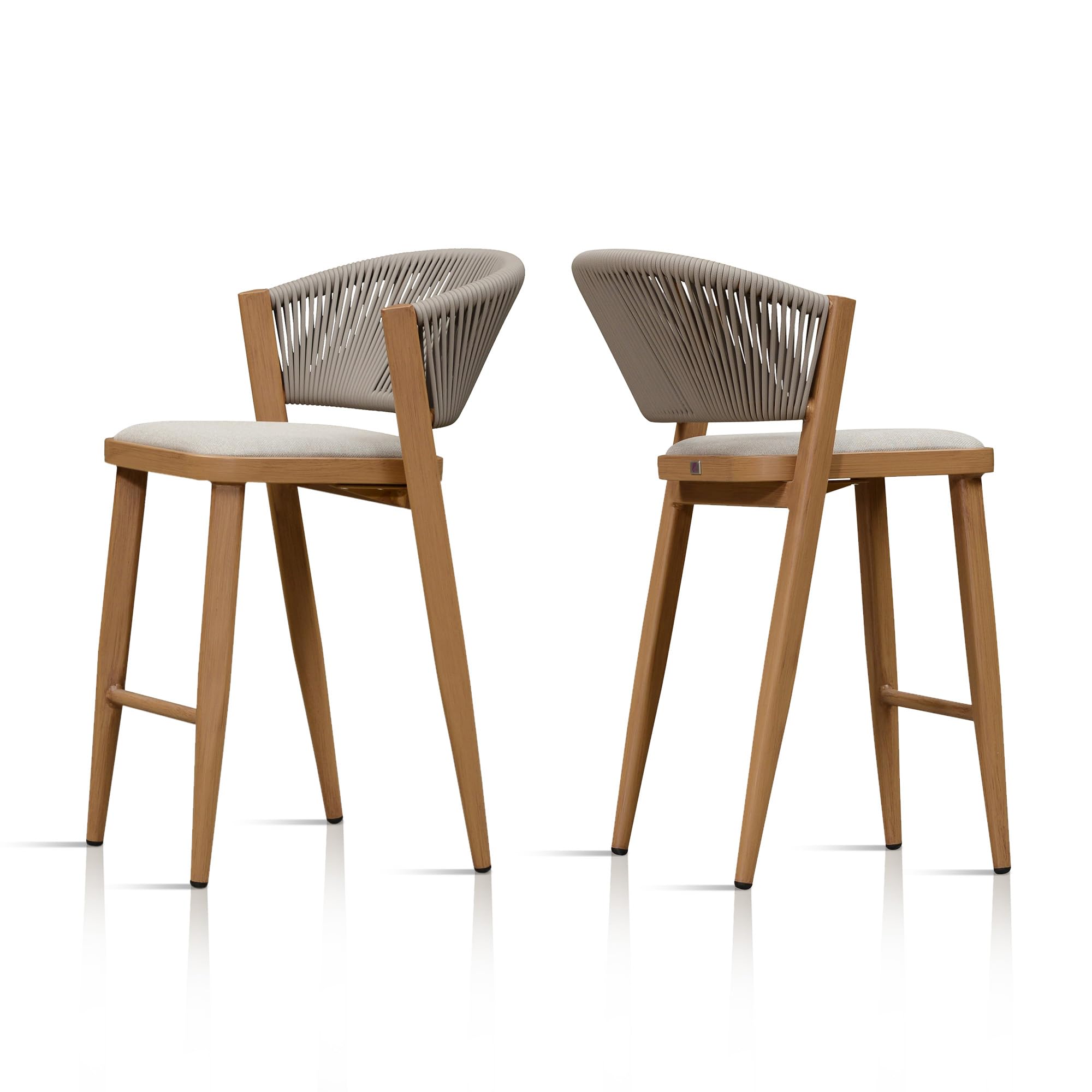 PURPLE LEAF Counter Height Bar Stool Set of 2 Patio Bar Stools Light Brown