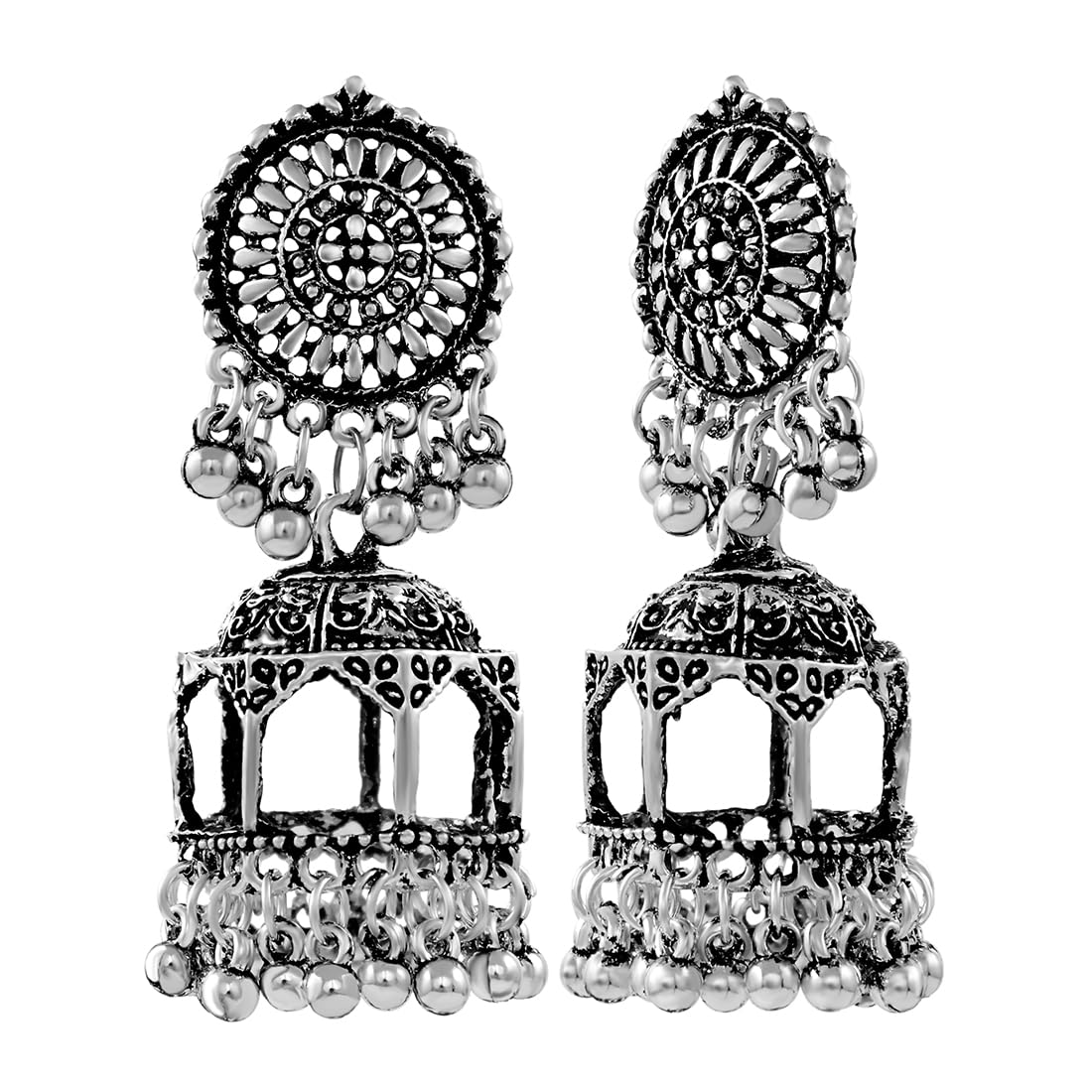 Nakabh Antique Silver Oxidised Jhumki Earrings for Women (1438201) (B0CGQ36TMZ) Amazon Price History, Amazon Price Tracker