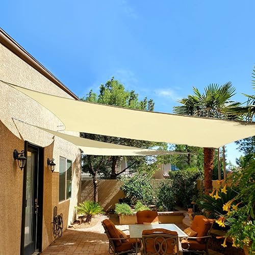 Miniatura 10 de Toldo tipo vela con kit de herramientas, impermeable, 10 x 10 pies, rectangular, con bloqueo UV, refugio para patio al aire libre, patio, césped,