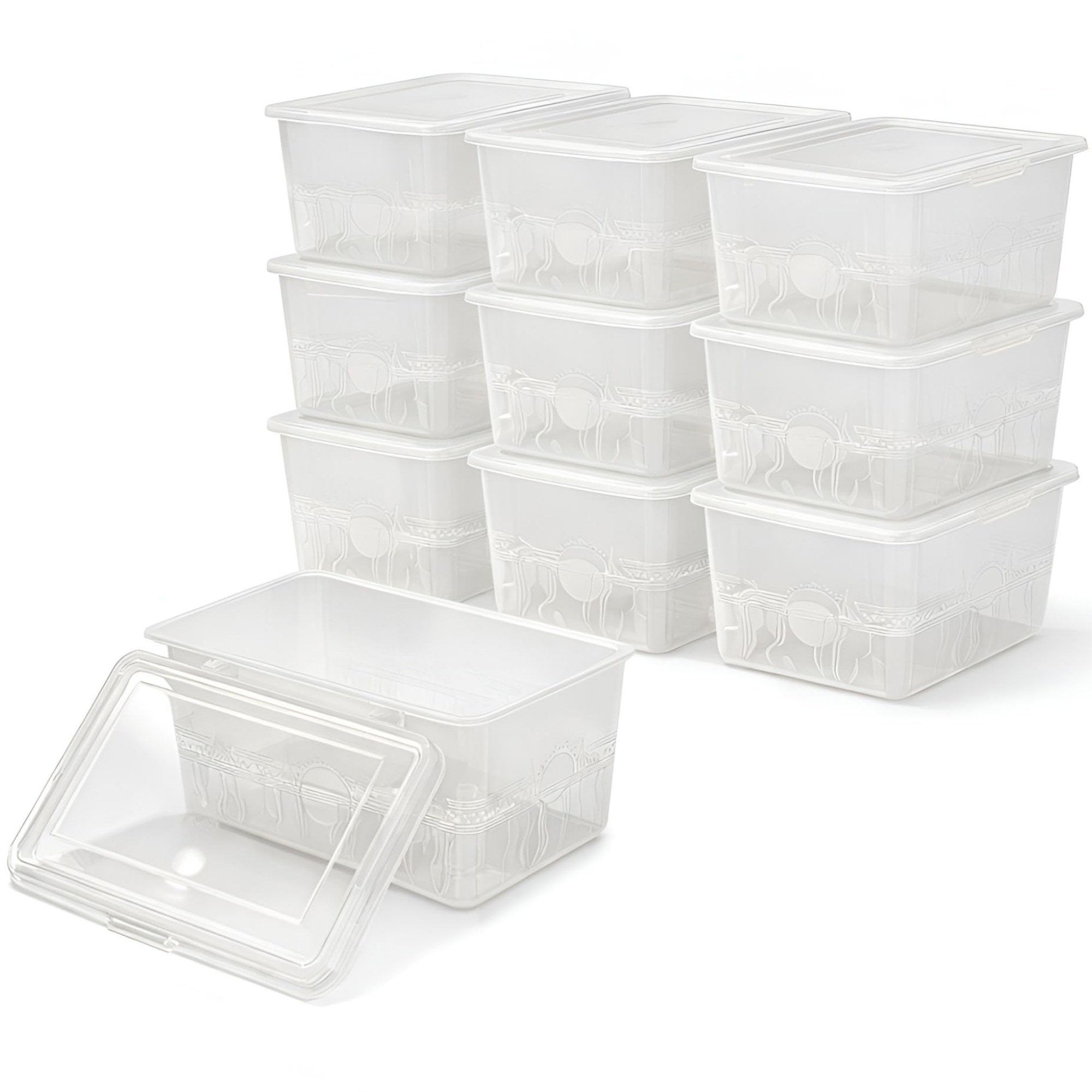 ABBAware 10 Pack Storage Boxes with Lids, Small Storage Box, Plastic Stackable Storage Box, Clear, 16.5 x 10 x 8cm — image 1