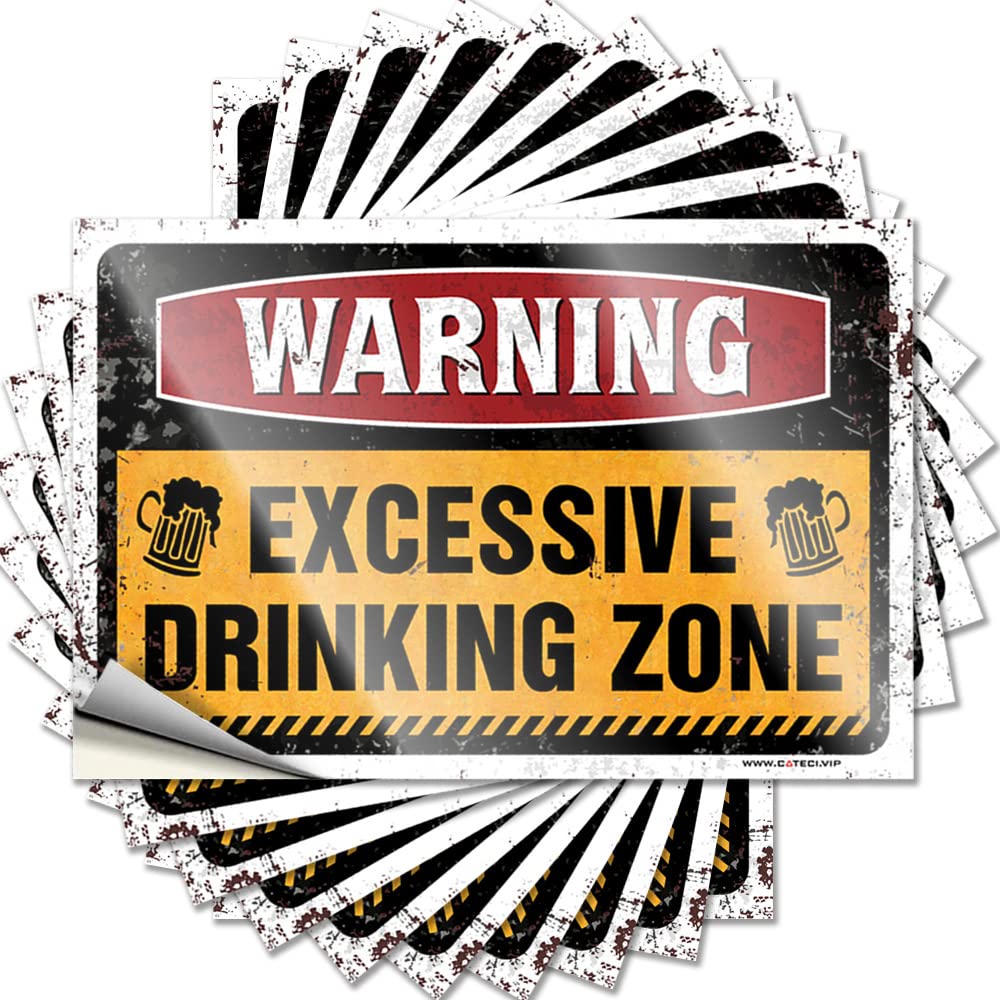 Front Porch Fall Decor Outside Porch Summer Tattoo - Warning Excessive Dring Zone Water Waterproof Vinyl Sticker(8X12CM)