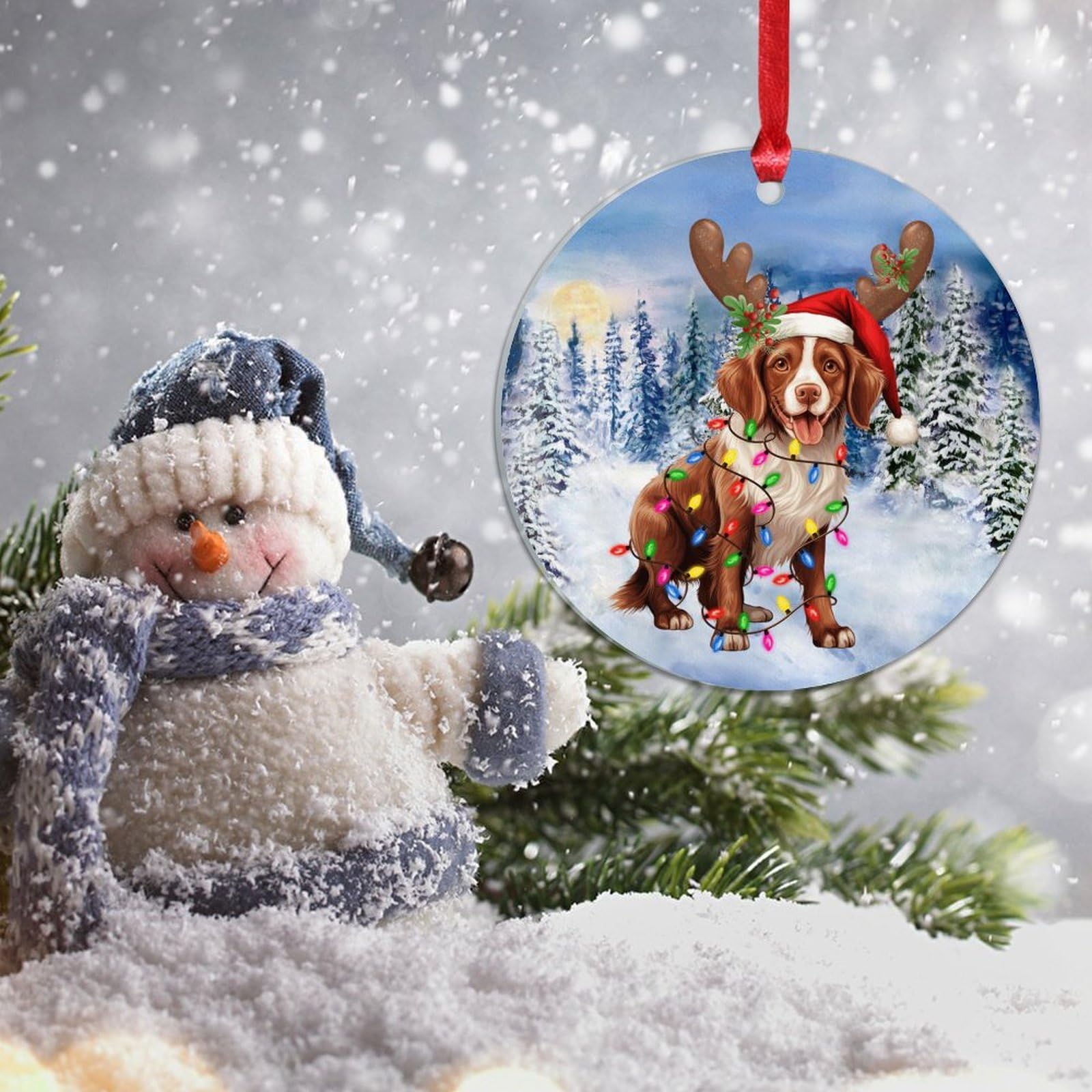 Prezzy Memorial Dog Christmas Ornaments Personalized Pug Gifts For Holiday Xmas Decor Remembrance Sympathy Gift For Loss Of Dog Memory Hanging Keepsake 3'' Circle Ceramic Ornament