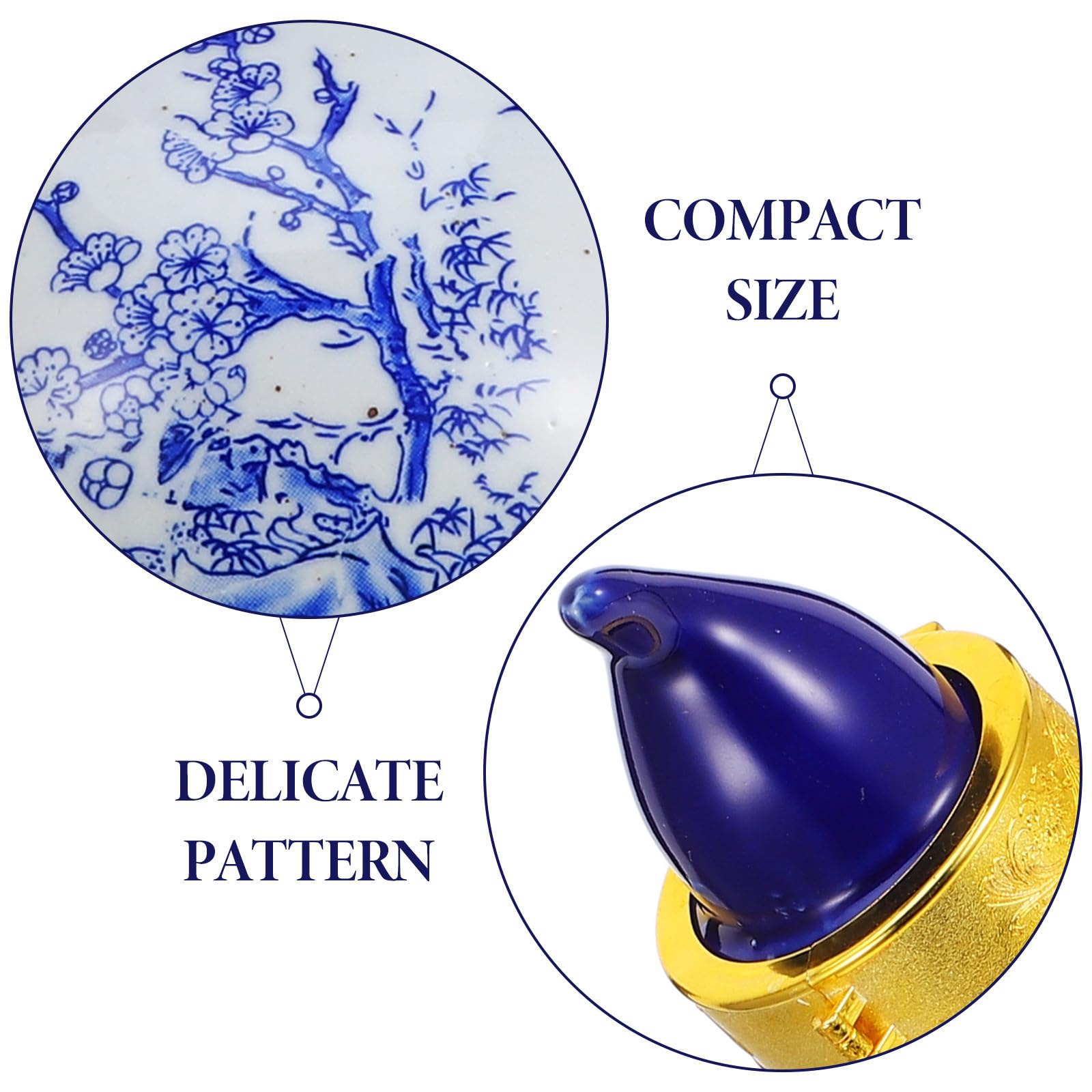 Bottiglia per Sakè in Ceramica Blu, Brocca a Zucca Vintage