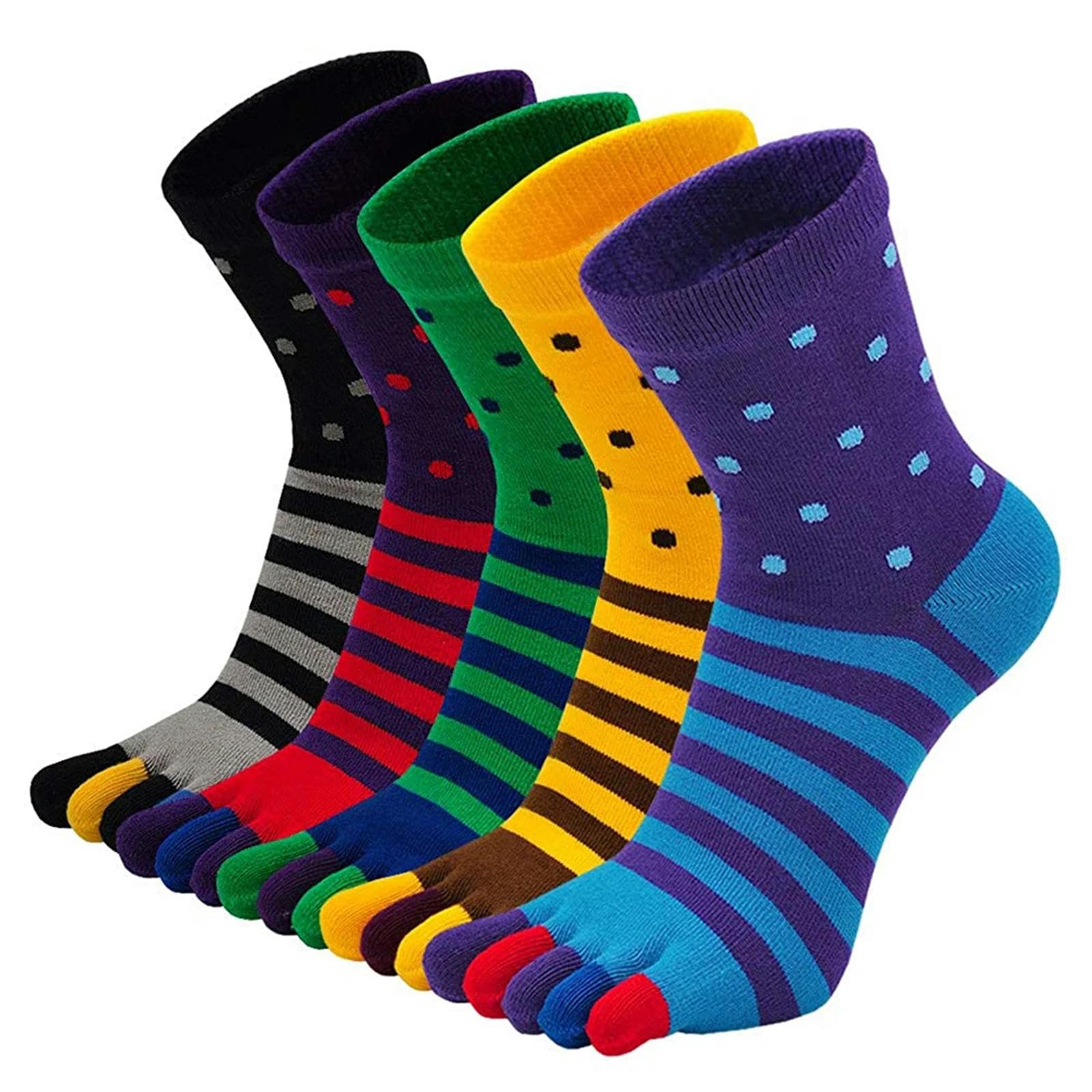 Calzini 5 Coppie Uomini Calzini A Cinque Dita Di Cotone Traspirato Sport A Strisce A Strisce Da Corsa Calzini Con Le Dita Dei Piedi