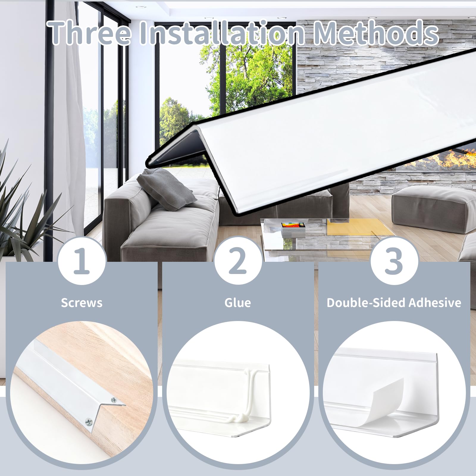 4 protectores de esquina de aluminio, autoadhesivos, sin taladrar, universales para azulejos, hormigón, madera, superficies de vidrio en el hogar y la oficina (porcelana blanca)