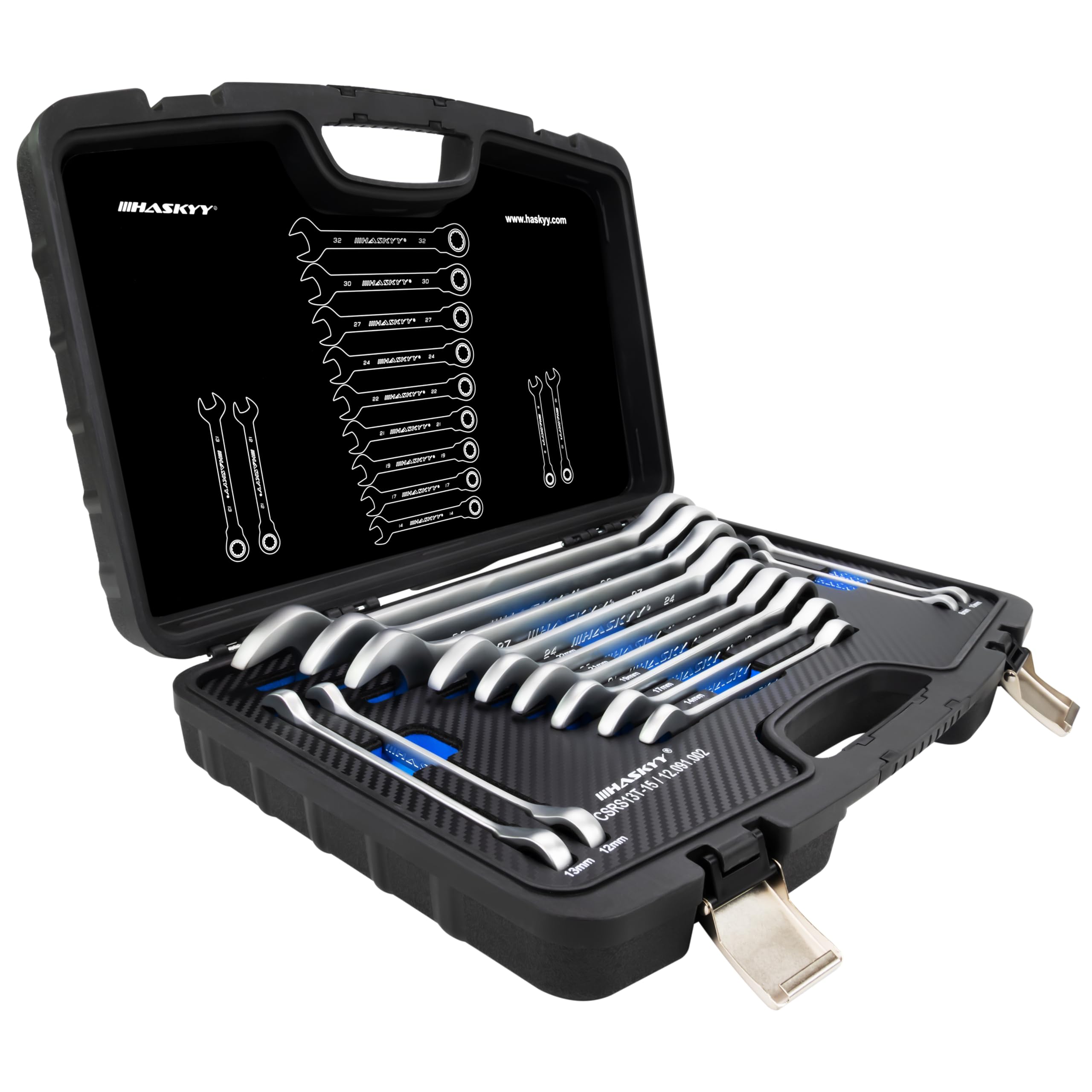HASKYY Cléà Cliquet Anneau Maul Cliquet Clé 8-32mm Set Outils 13 Pièces