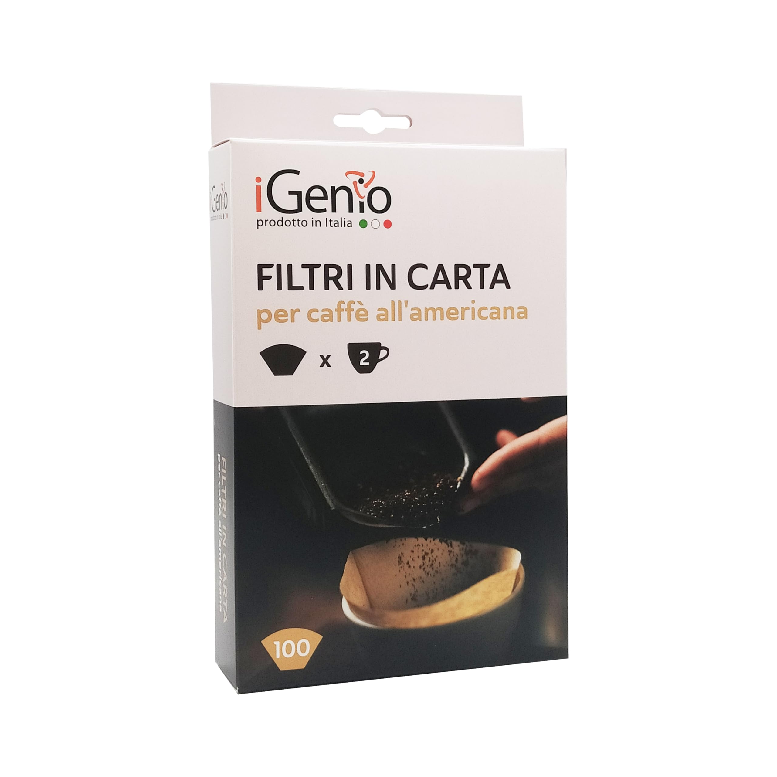 Filtri in carta per caffè all'americana,​100 pz, Formato 2 tazze, art.976 - iGenio
