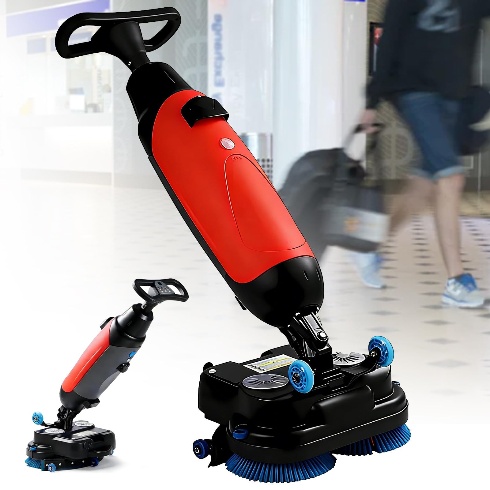 Minifregadora De Suelos De 17" De Grado Comercial Para Suelos De Madera, Baldosas, Terrazo, Mármol Y Cemento. Autopropulsada, Funcionamiento Silencioso, Ideal Para El Hogar Y El Negocio. Red