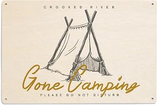 Lantern Press 6x9 Inch Wood Sign, Ready to Hang Wall Decor, St. Marys, Georgia, Crooked River, Gone Camping, Please Do Not Disturb, Tent