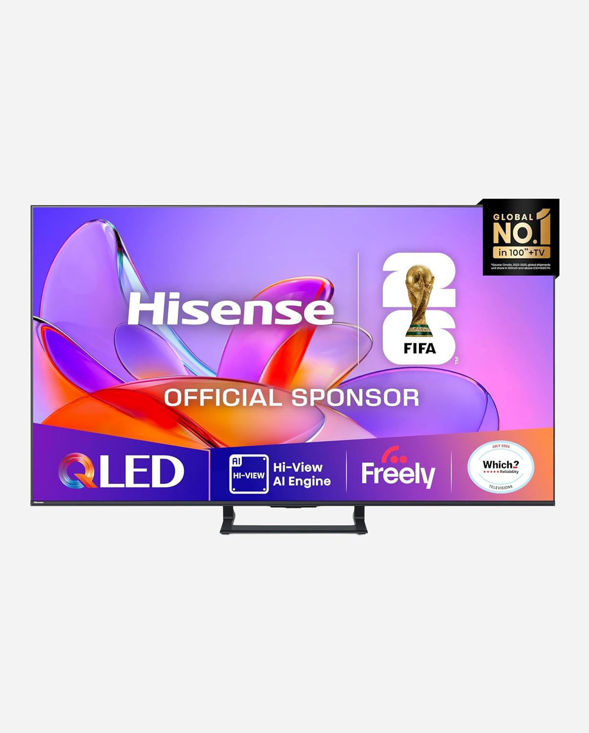 Hisense 50A7QTUK QLED 50-inch TV front view on stand