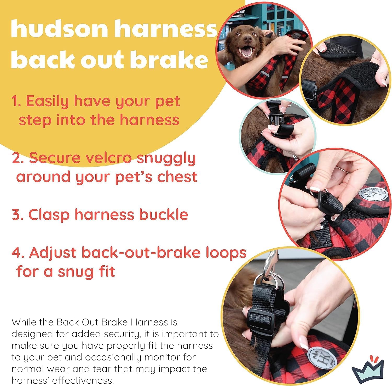 Huxley & Kent Hudson Harness and Collar Pinwheel Bundle | Lucky Ducky | Large Harness and Large Pinwheel | Step-in Mesh Reflective Vest Harness for Dogs