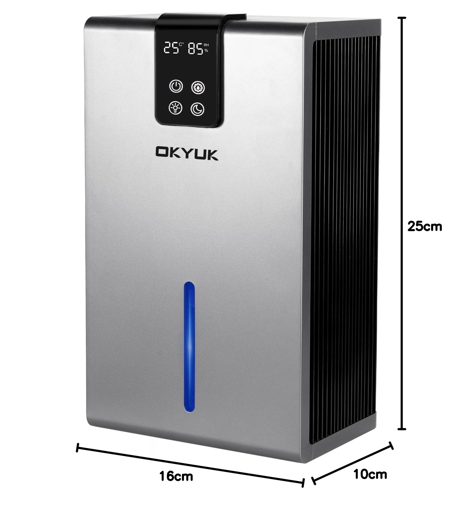 Elektryczny osuszacz powietrza 2700 ml, osuszacz powietrza do domu z automatycznym wyłączaniem, 7-kolorowe światło LED, idealny do kampera, łazienki, sypialni, piwnicy (kolor szary)