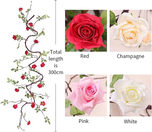 Miniatura 6 de Guirnalda de flores artificiales para colgar en la pared, de 118 pulgadas para colgar en la pared, guirnalda de plantas falsas para jardín, al aire