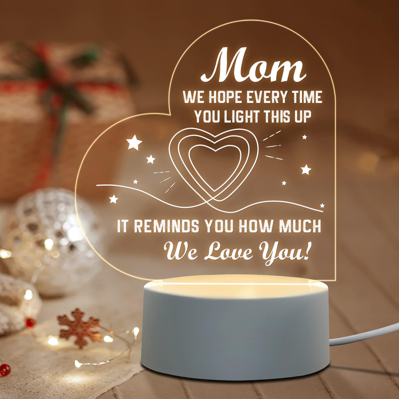Autogiftry Mothers Day Gifts from Daughter, Birthday Gifts for Mom Engraved Night Light, Gifts for Mom from Daughter Son Kids, Great Mother Gifts, Christmas Gifts to My Mom Personalized Lamp