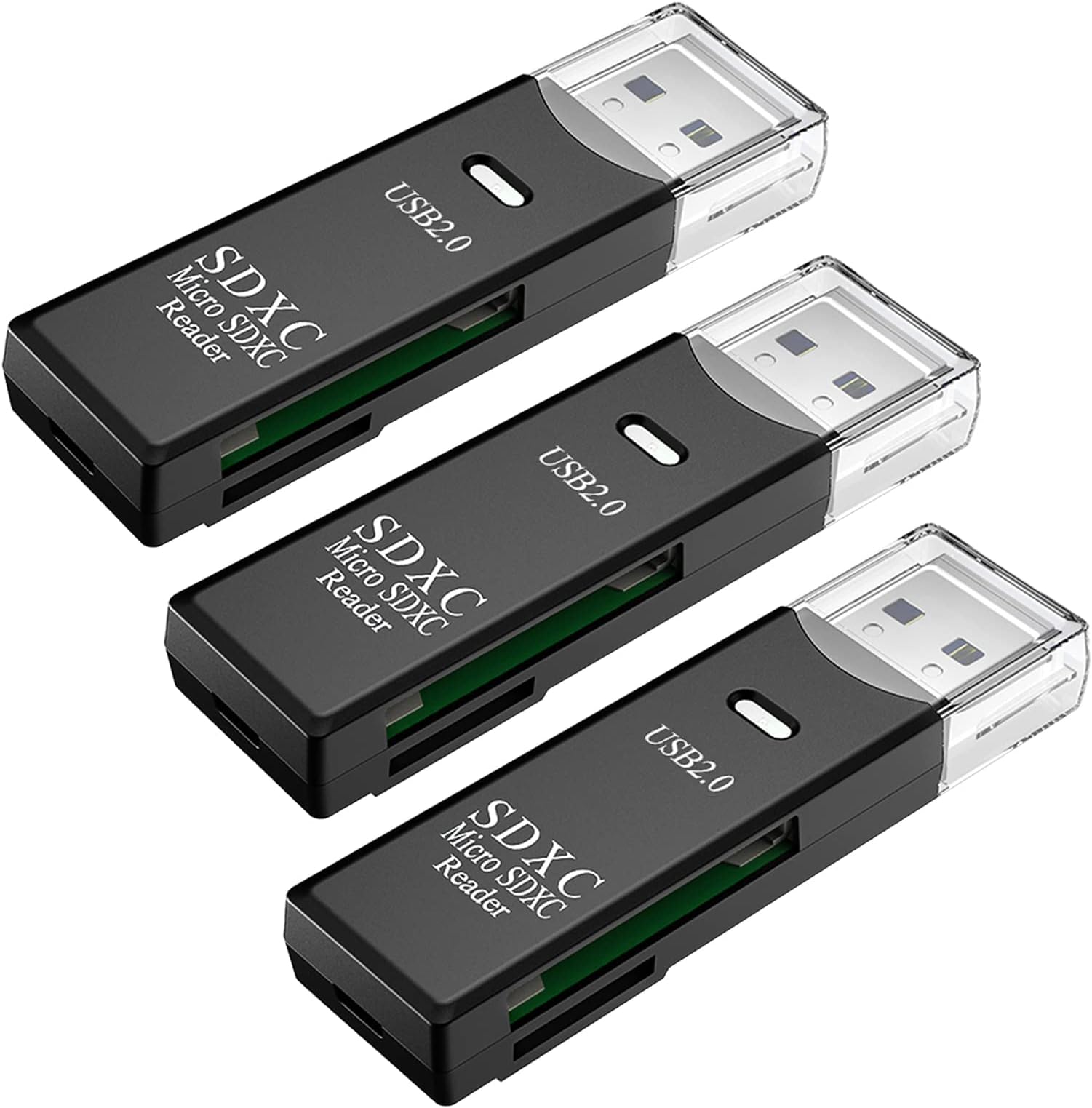 USB SD Card Reader for PC, 3 Packs Micro SD Card to USB Adapter, Card Reader for Camera Memory Card Reader, Card Reader for Laptop (3 Pack USB2.0)