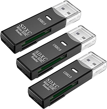 USB SD Card Reader for PC, 3 Packs Micro SD Card to USB Adapter, Card Reader for Camera Memory Card Reader, Wansurs Card Reader for Laptop 3 Pack USB2.0