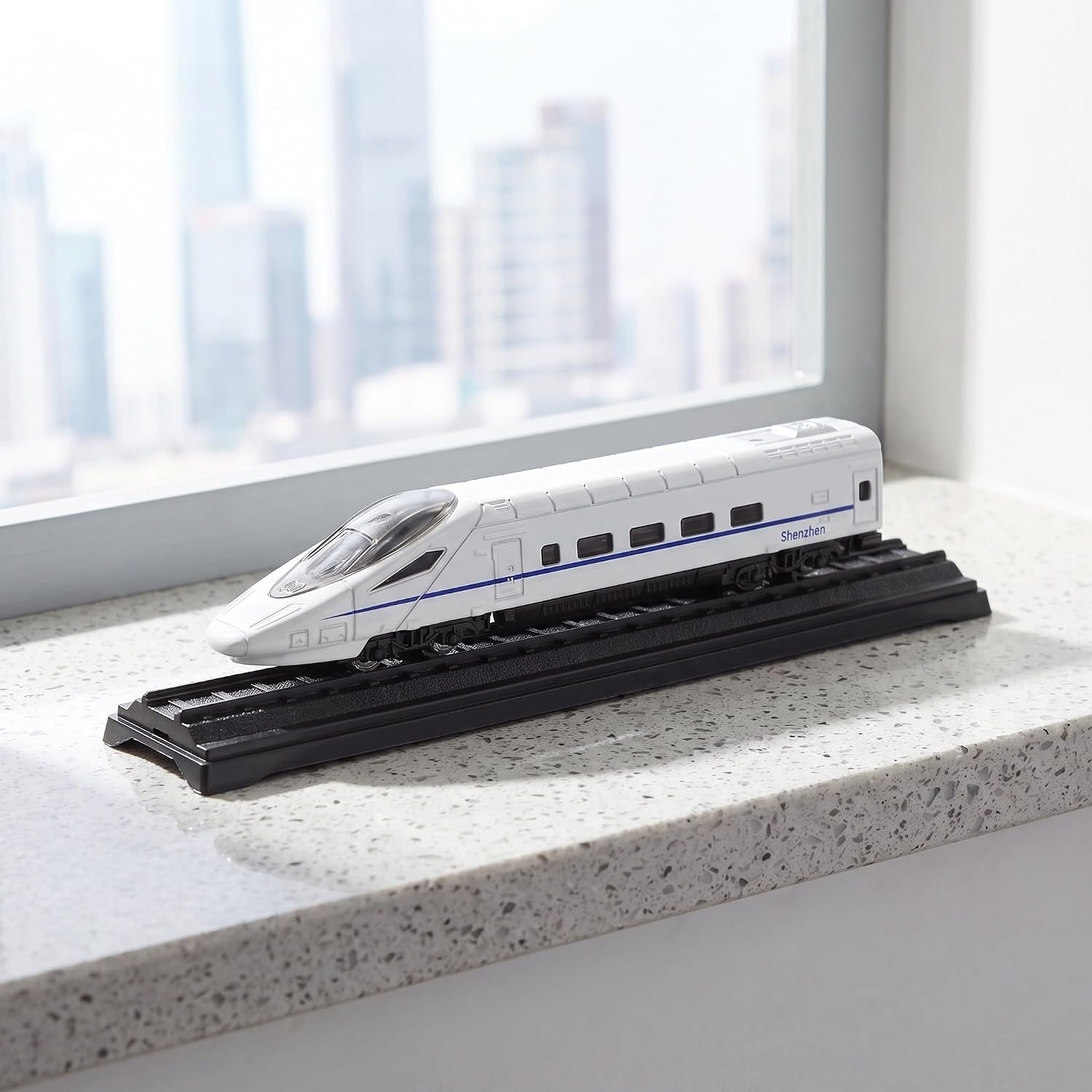 Diecast Train 1/64 Scale, 6" Alloy High-Speed Rail Model White