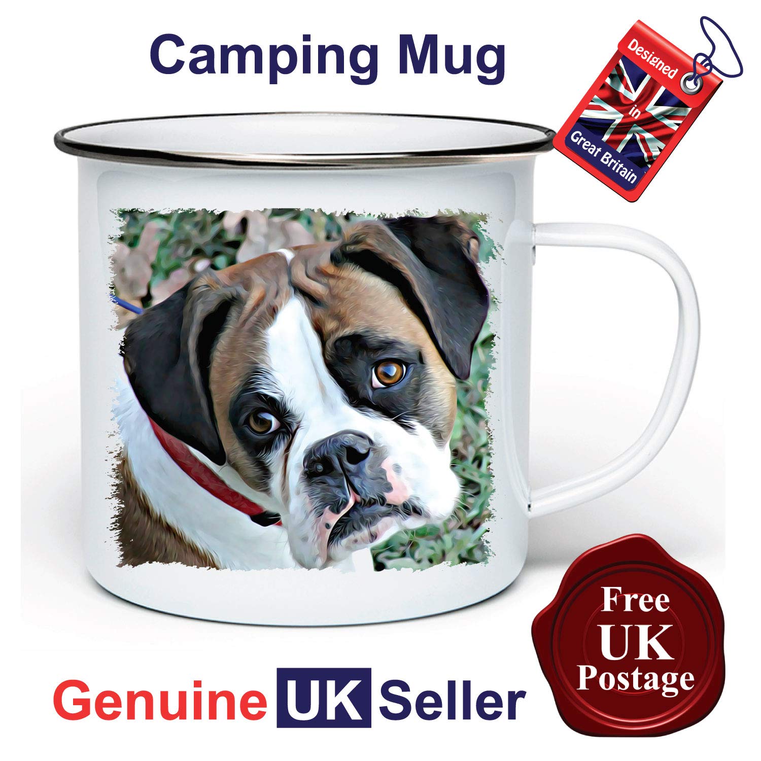 Boxer Dog 11 oz Enamel Tin Camping Mug