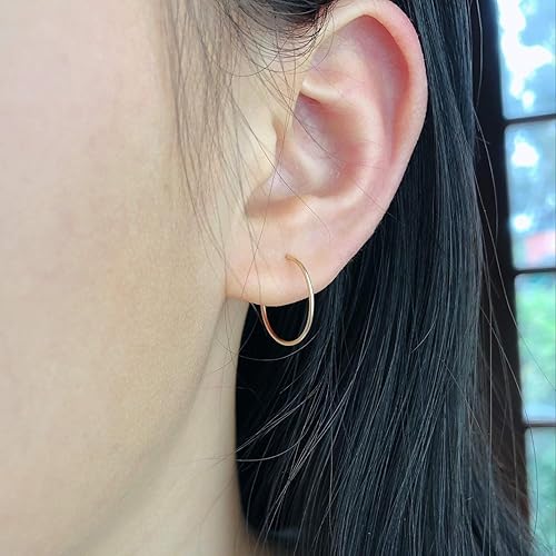 Miniatura 10 de 14K Gold Small Huggie Hoop Earrings for Women Girls, Handmade Tiny Thin Gold Hoops