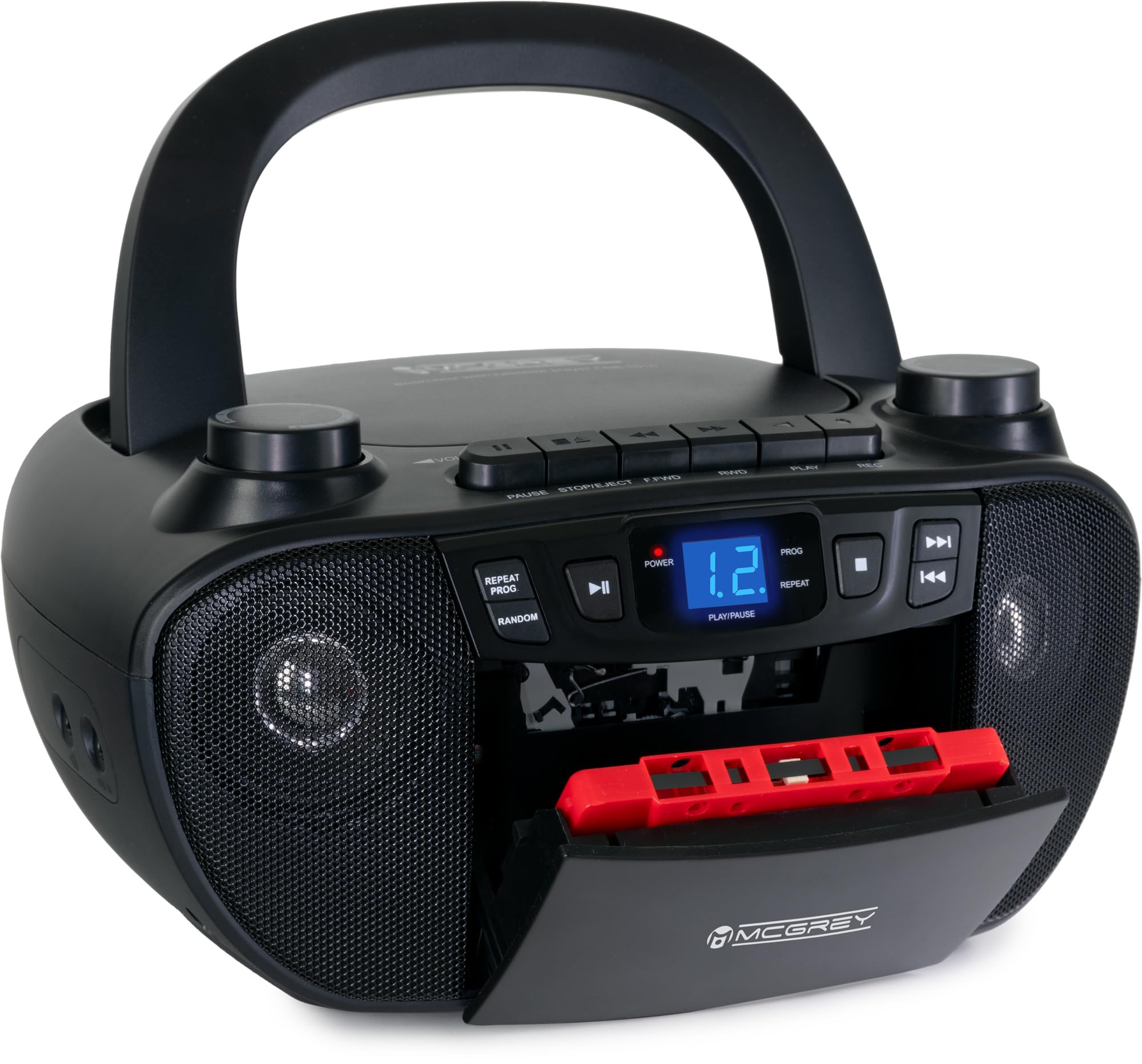 CDB-1016 BK Boombox casete-CD-rádio transportable - grabadora AUX-auriculares - funciona con cable o 6 pilas C