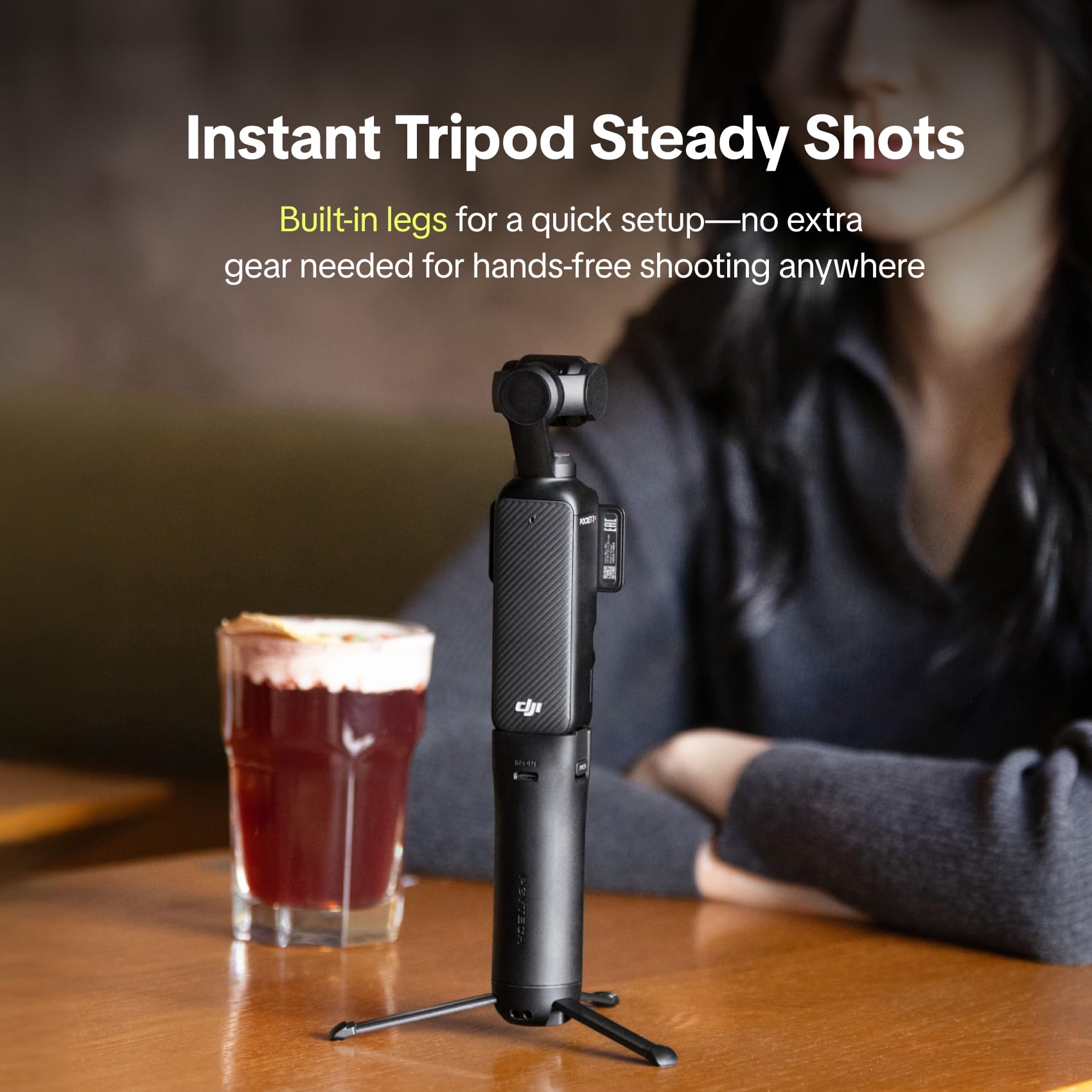 PGYTECH Akku Griff für DJI Osmo Pocket 3/Pocket 4/4P/Xtra Muse, Stativ | 4800mAh Batterie Kapazität, Type-C Ladeanschluss, Integriertes Stativ, 1/4 Gewinde unten, Ergonomischer Handgriff