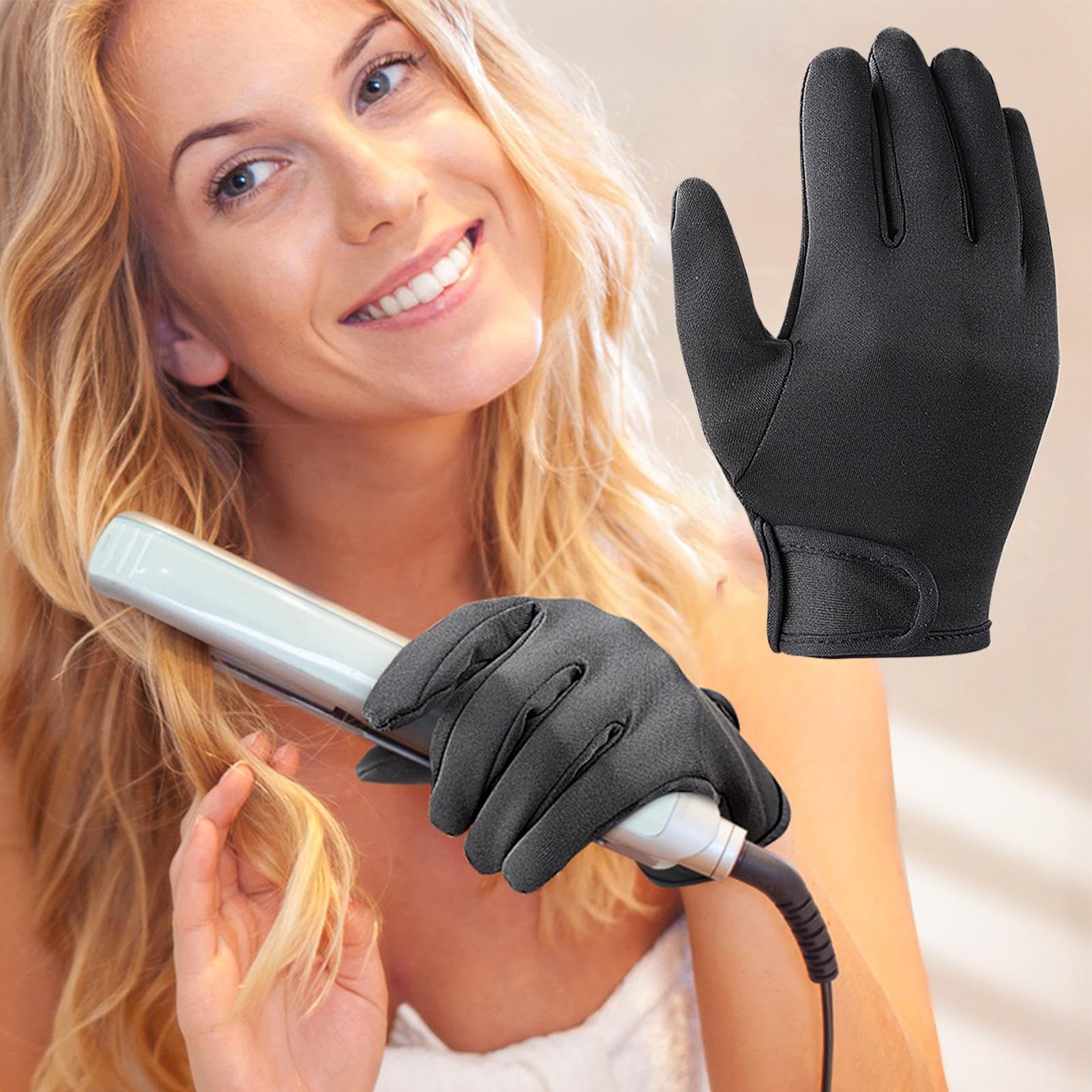 Générique Gants résistants à la Chaleur - 5 Doigts Gants de Chaleur de Main Professionnels, réutilisable de Chaleur Coiffure, de Style Anti-brûlures pour Salon de Coiffure et Maison