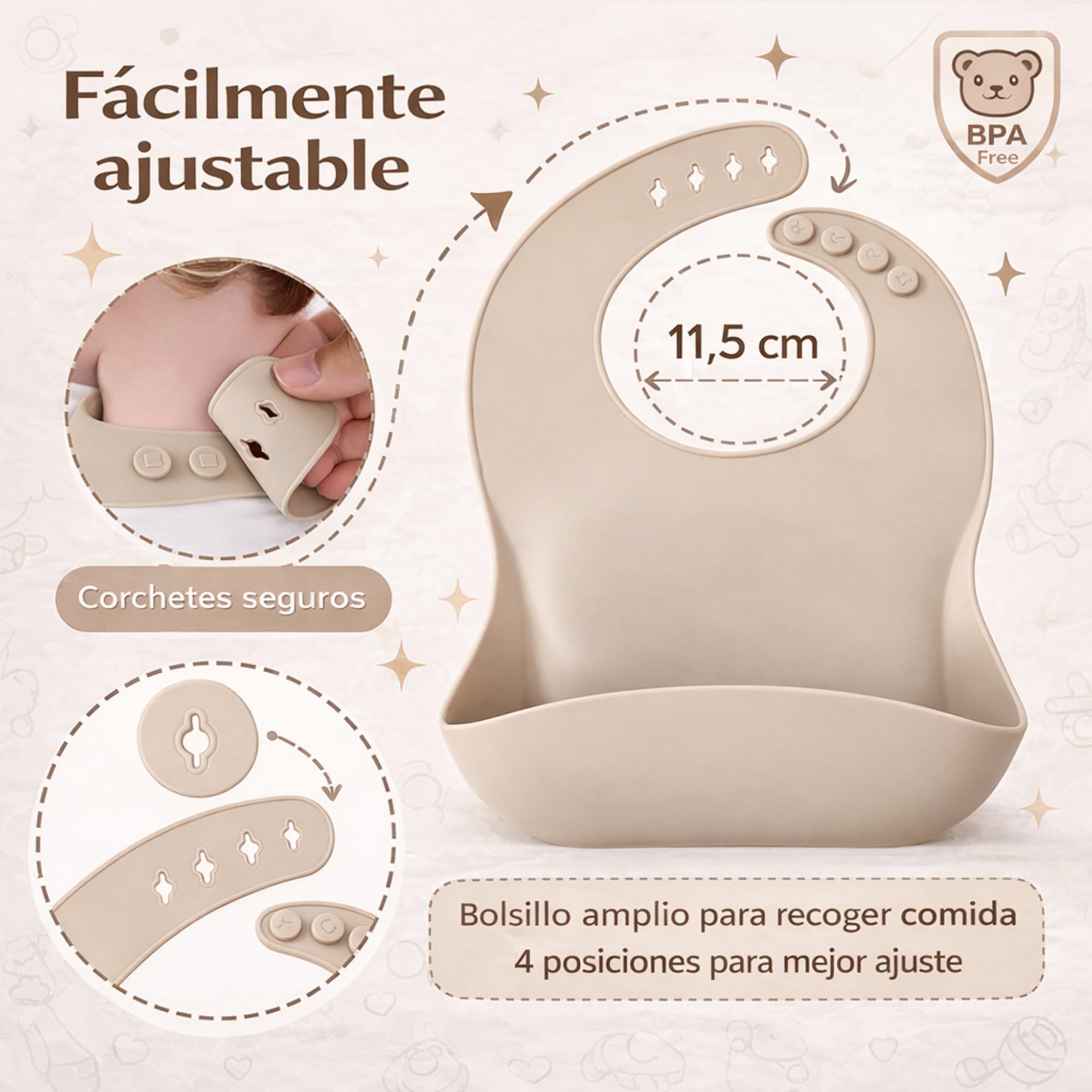 Vajilla Bebé Silicona BLW Completa con Ventosa – Set Alimentación Complementaria 6 Meses+, Plato y Bol Antideslizantes, Babero Ajustable, Vaso Pajita Antiahogo y Chupete Fruta de Regalo, Libre de BPA — view 5